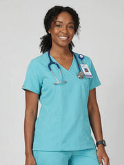 Women's V-Neck Short Sleeve Princess Seams Scrub Top