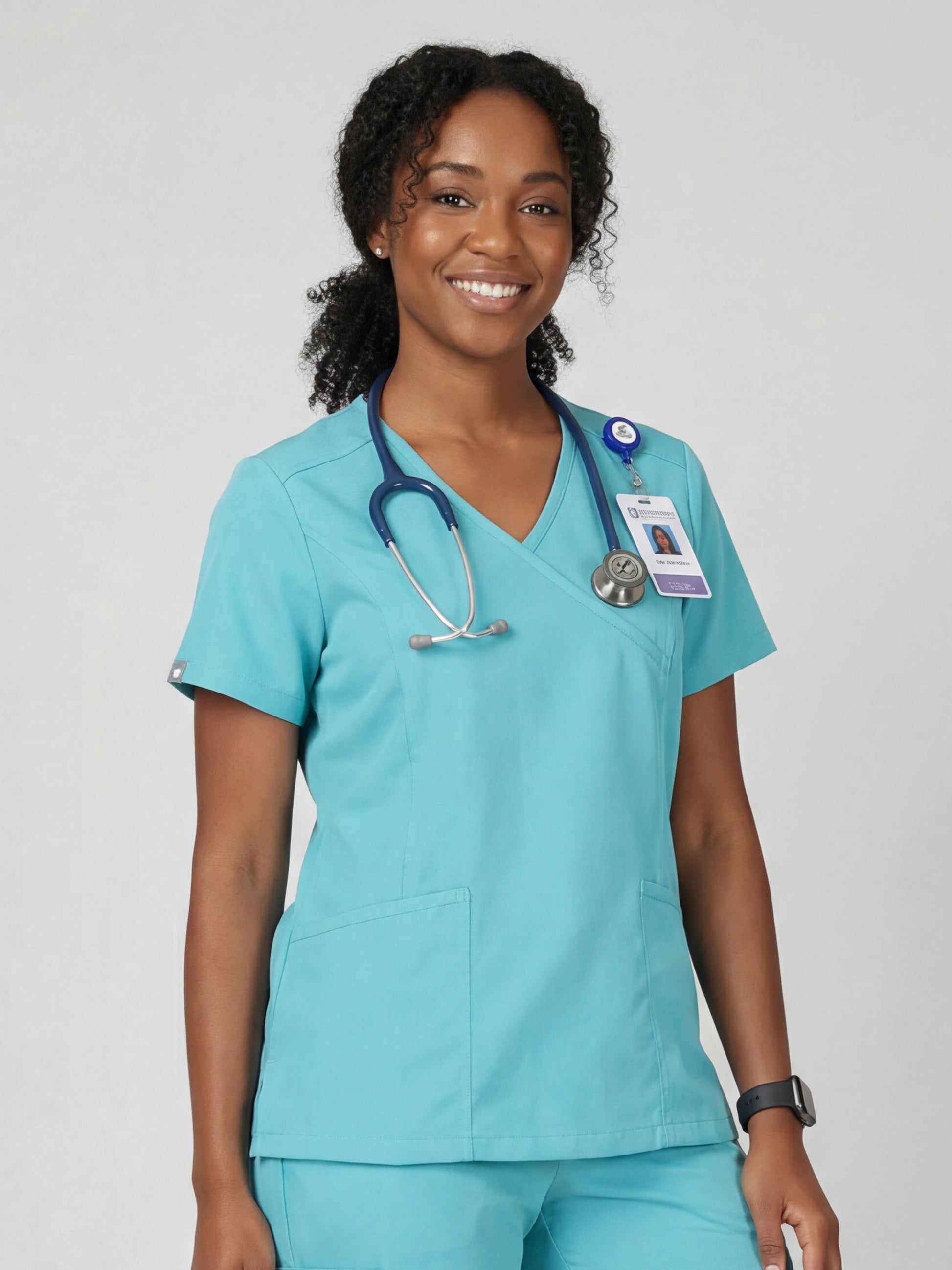 Women's V-Neck Short Sleeve Princess Seams Scrub Top