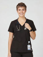 Women's V-Neck Short Sleeve Princess Seams Scrub Top