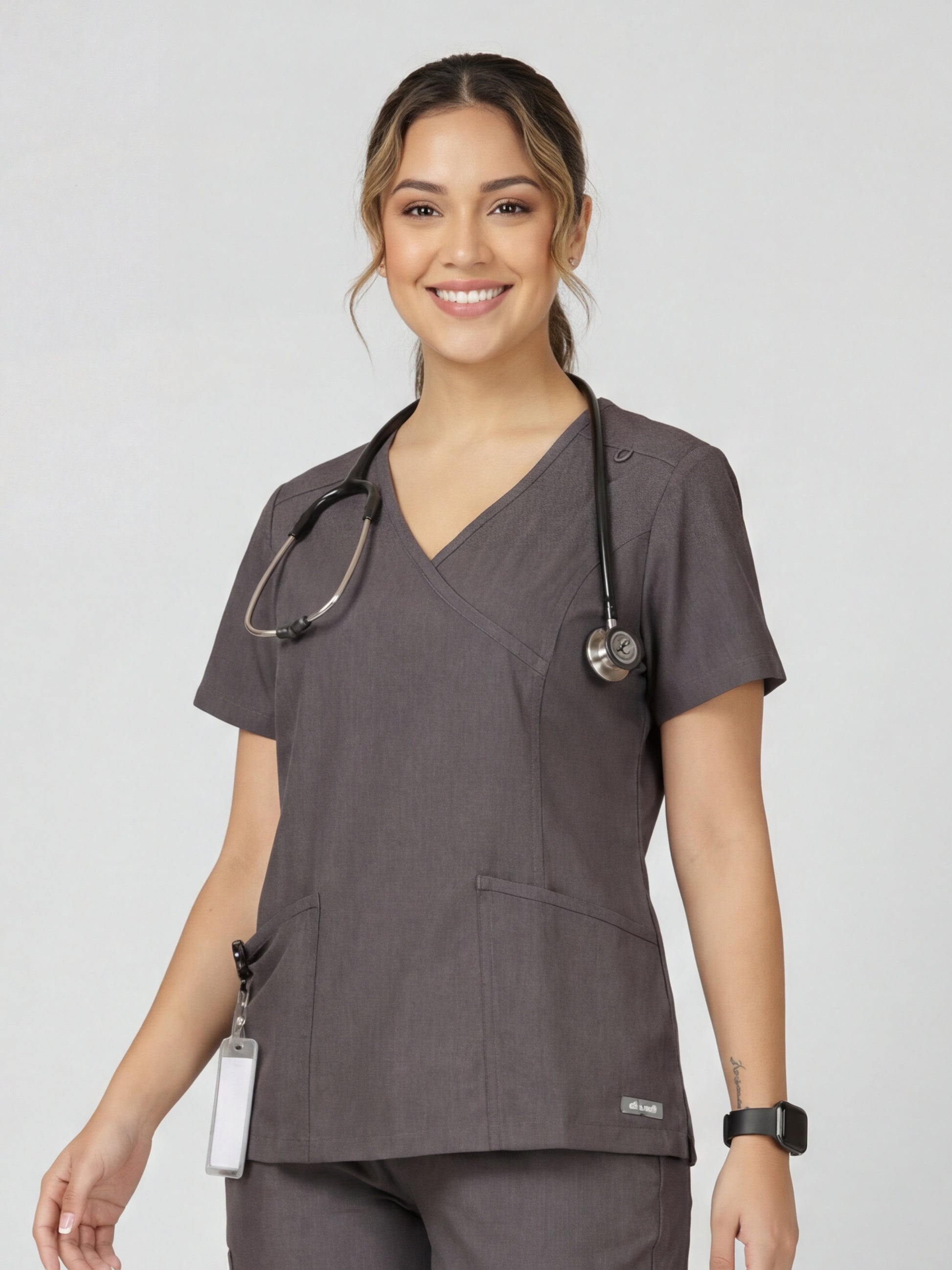 Women's V-Neck Short Sleeve Princess Seams Scrub Top