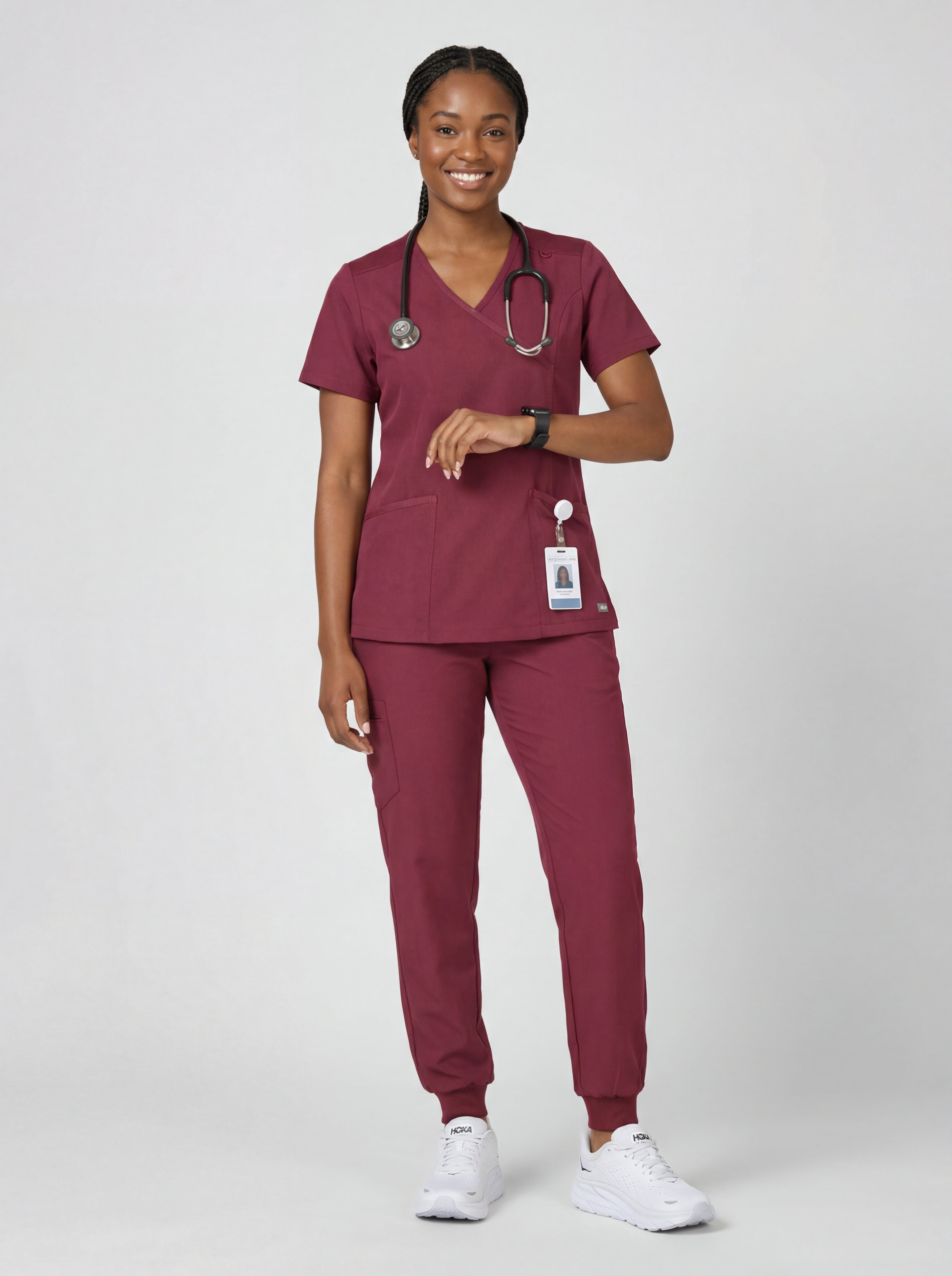 Women's V-Neck Short Sleeve Princess Seams Scrub Top