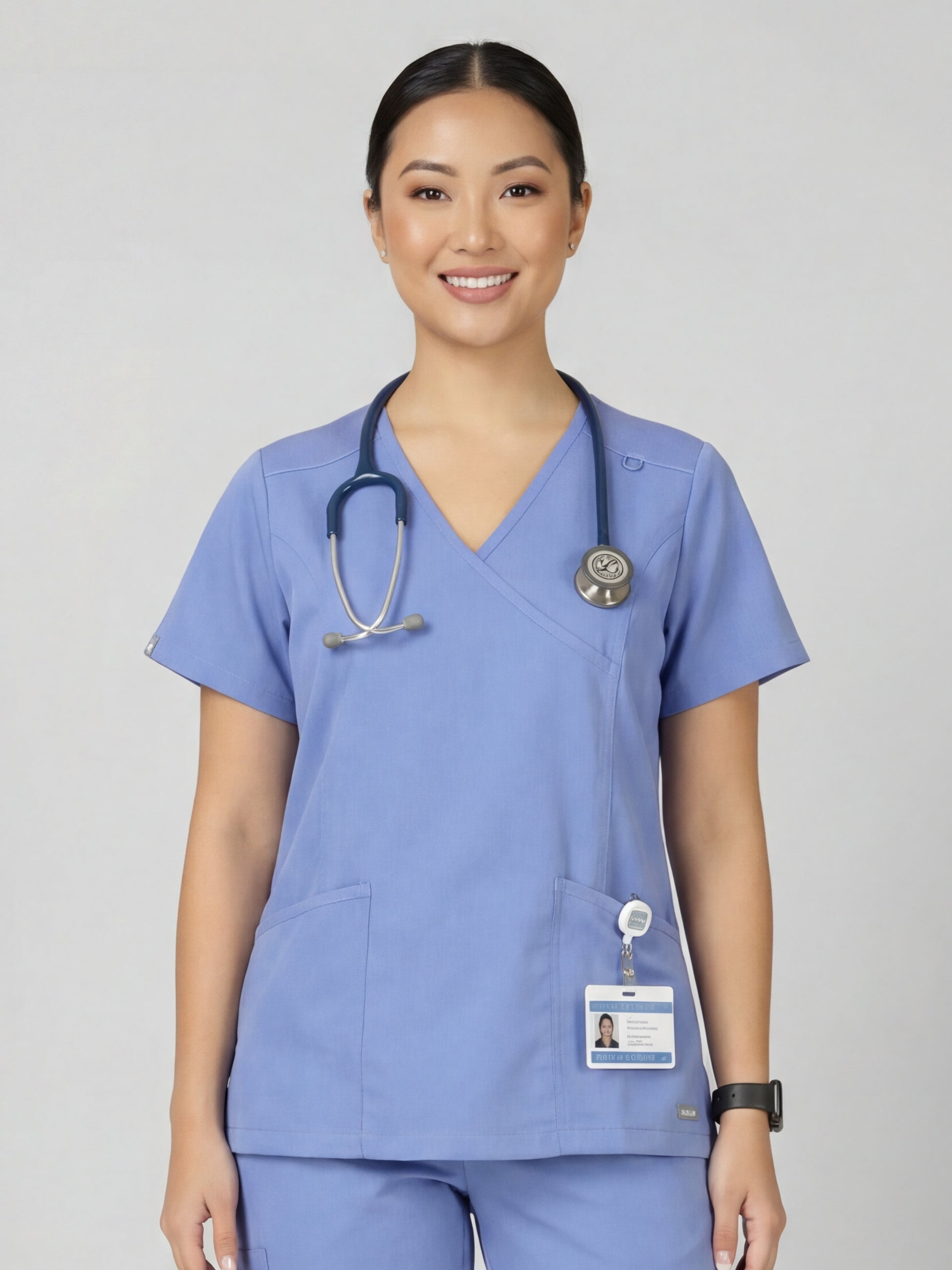 Women's V-Neck Short Sleeve Princess Seams Scrub Top