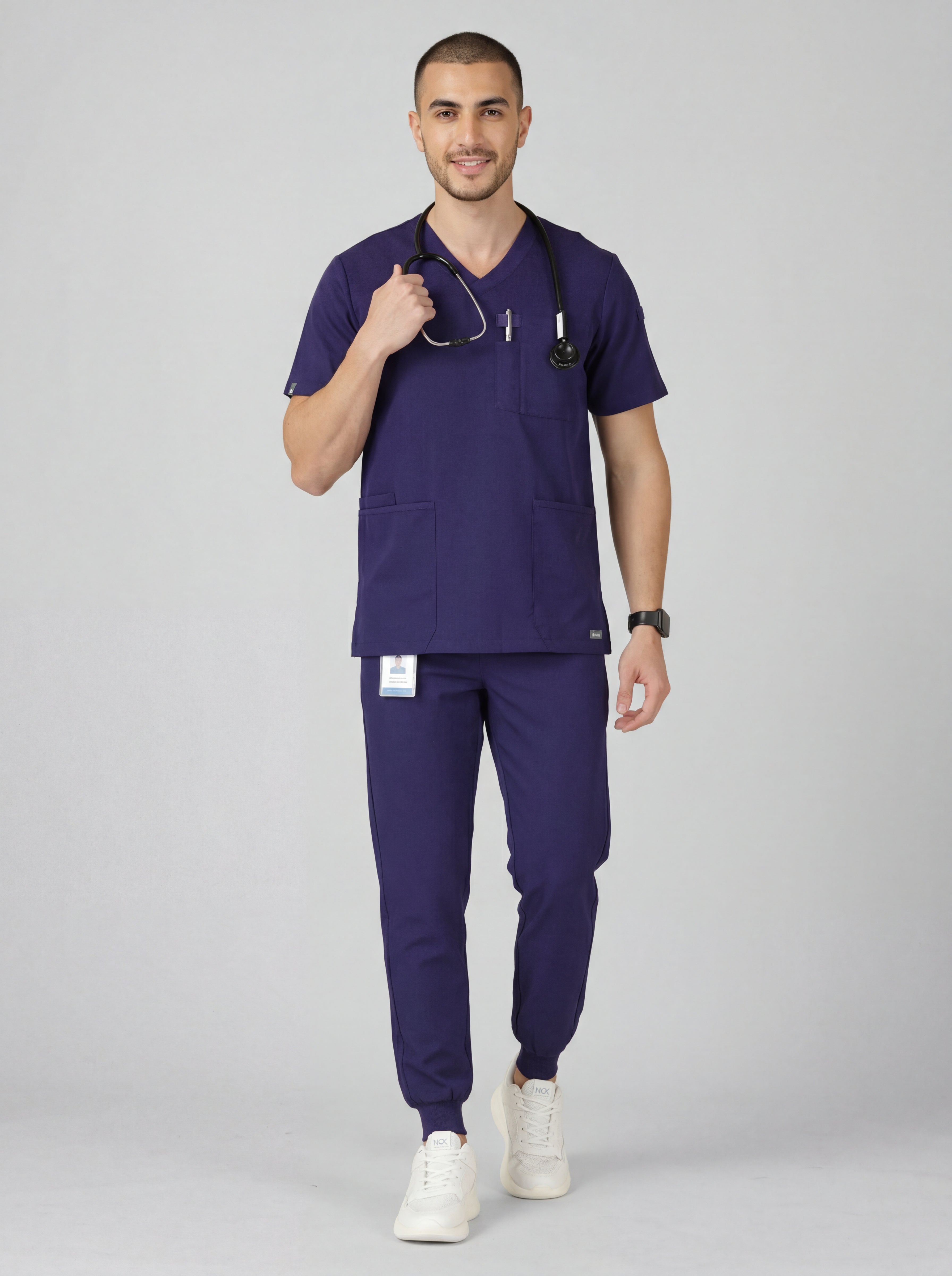 Men's V-Neck 4 Pocket Scrub Top w Utility Pocket