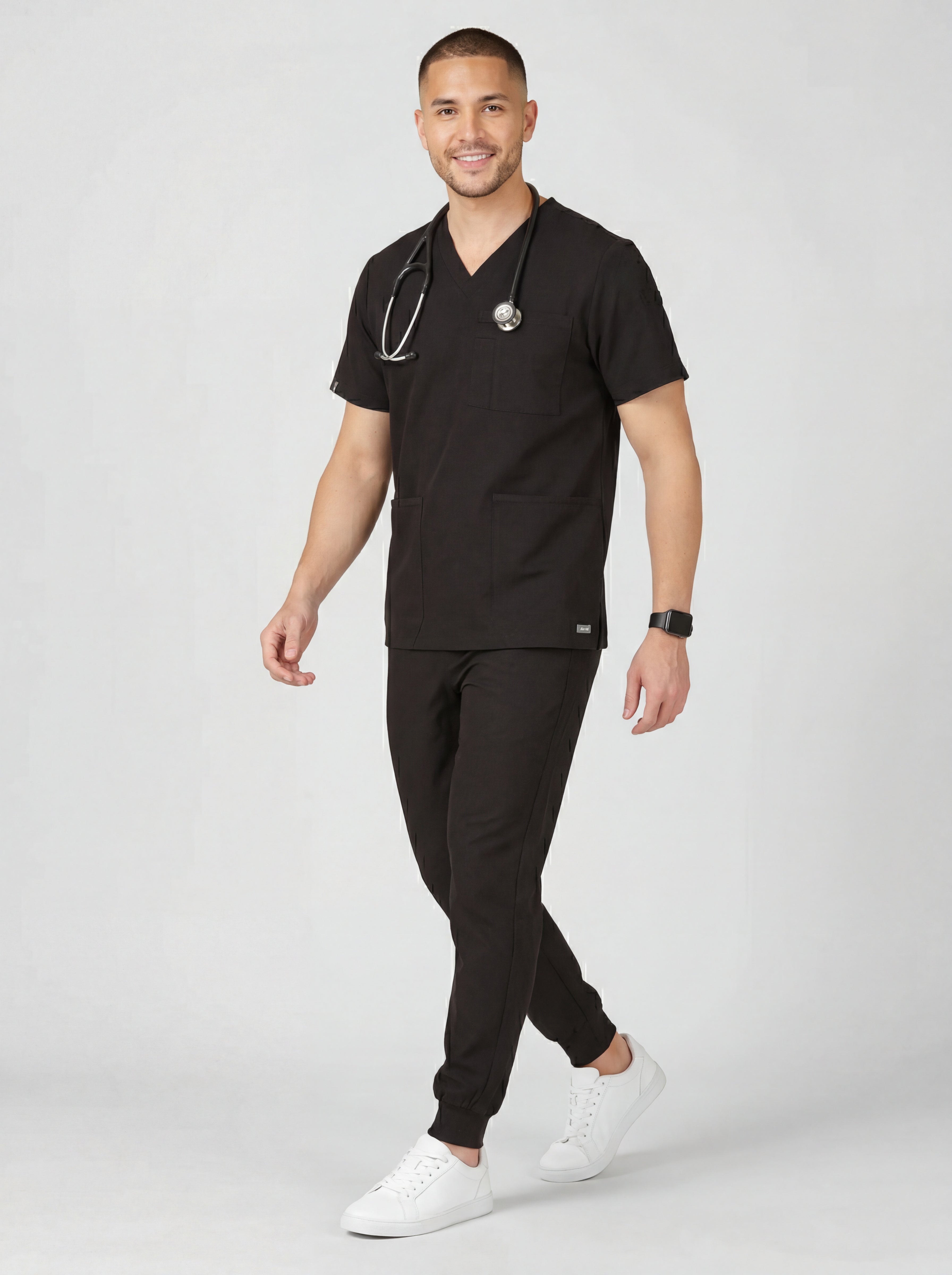 Men's V-Neck 4 Pocket Scrub Top w Utility Pocket