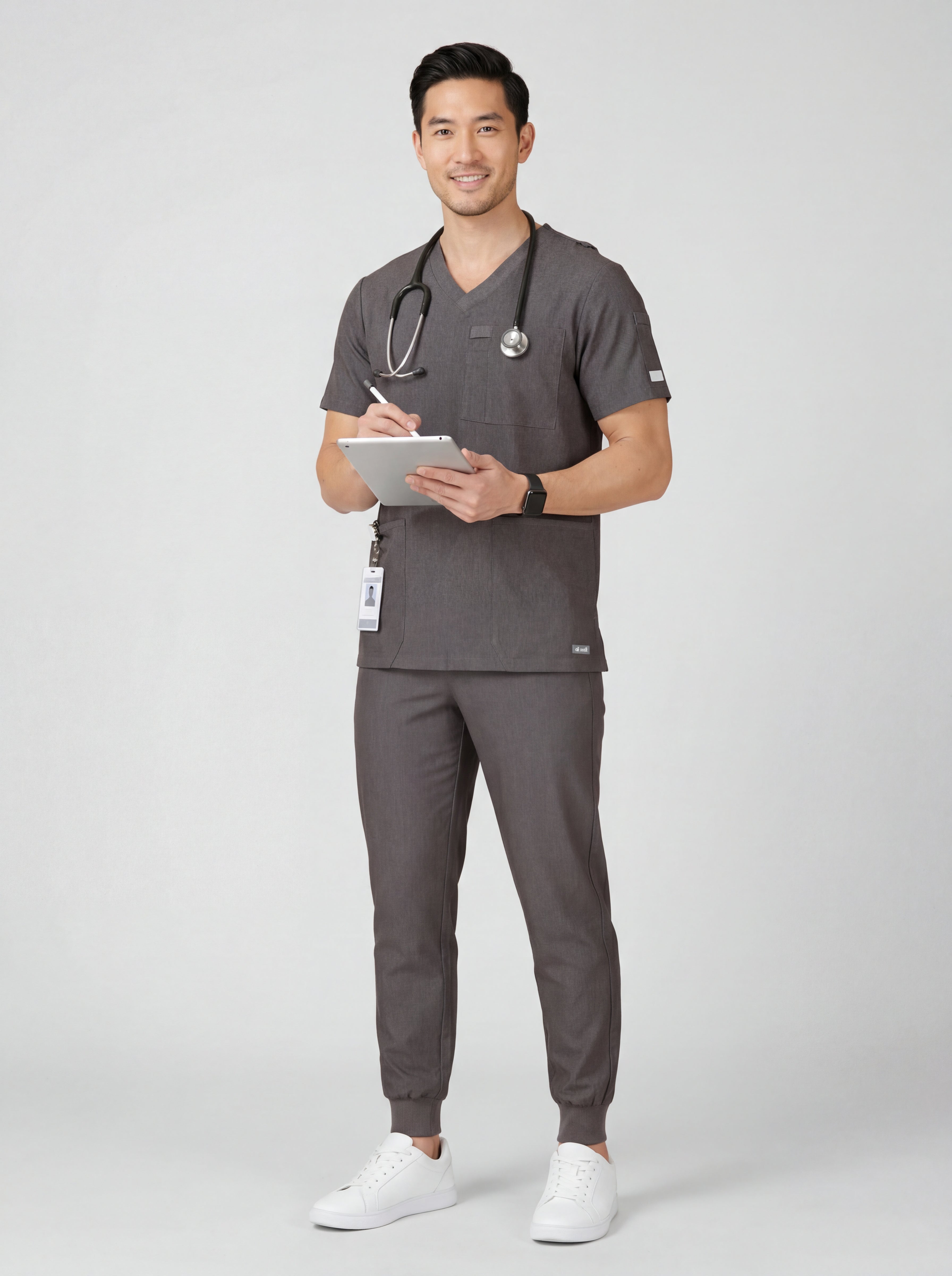 Men's V-Neck 4 Pocket Scrub Top w Utility Pocket