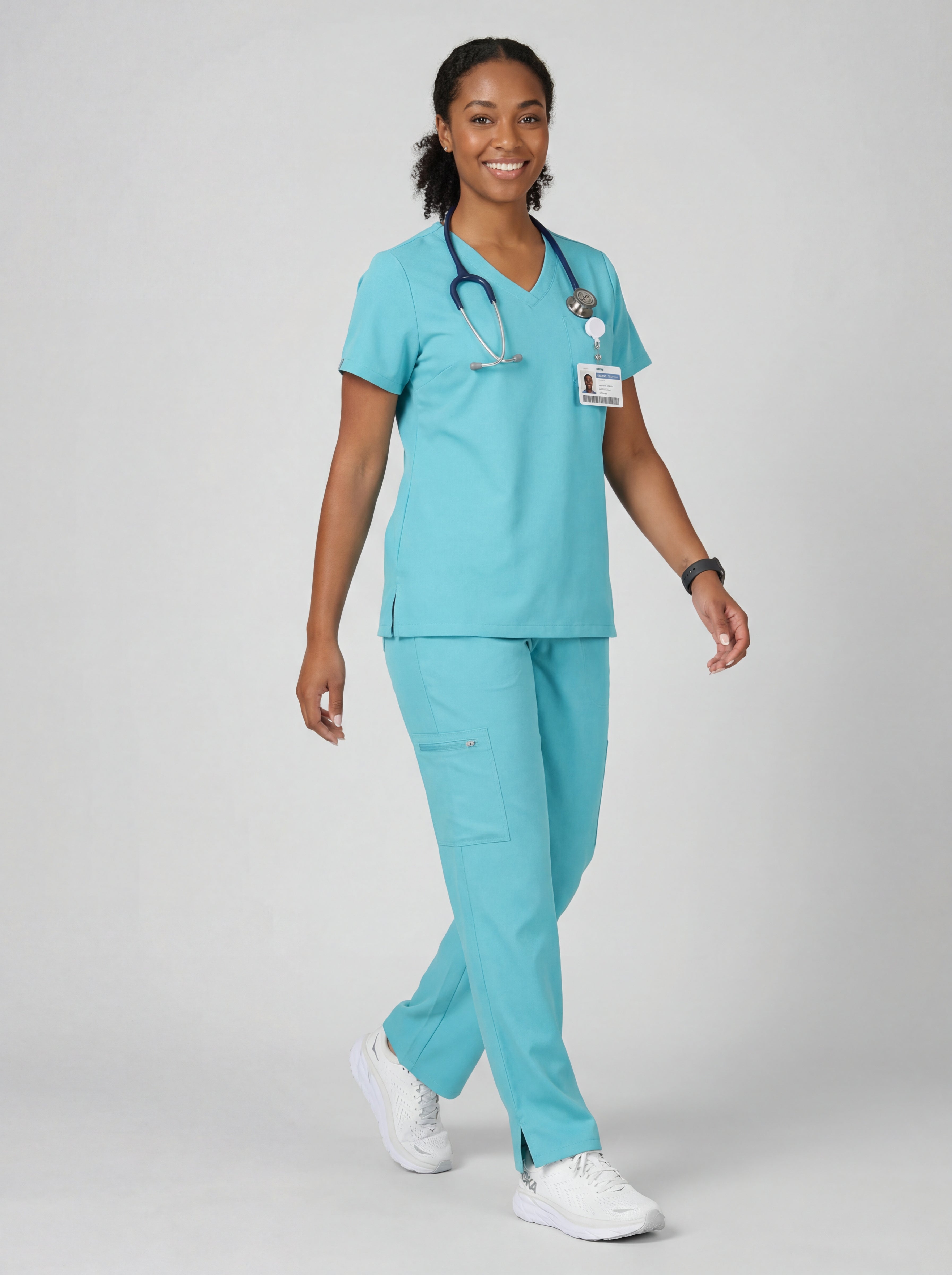 Women's V-Neck Short Sleeve CF Pocket Scrub Top