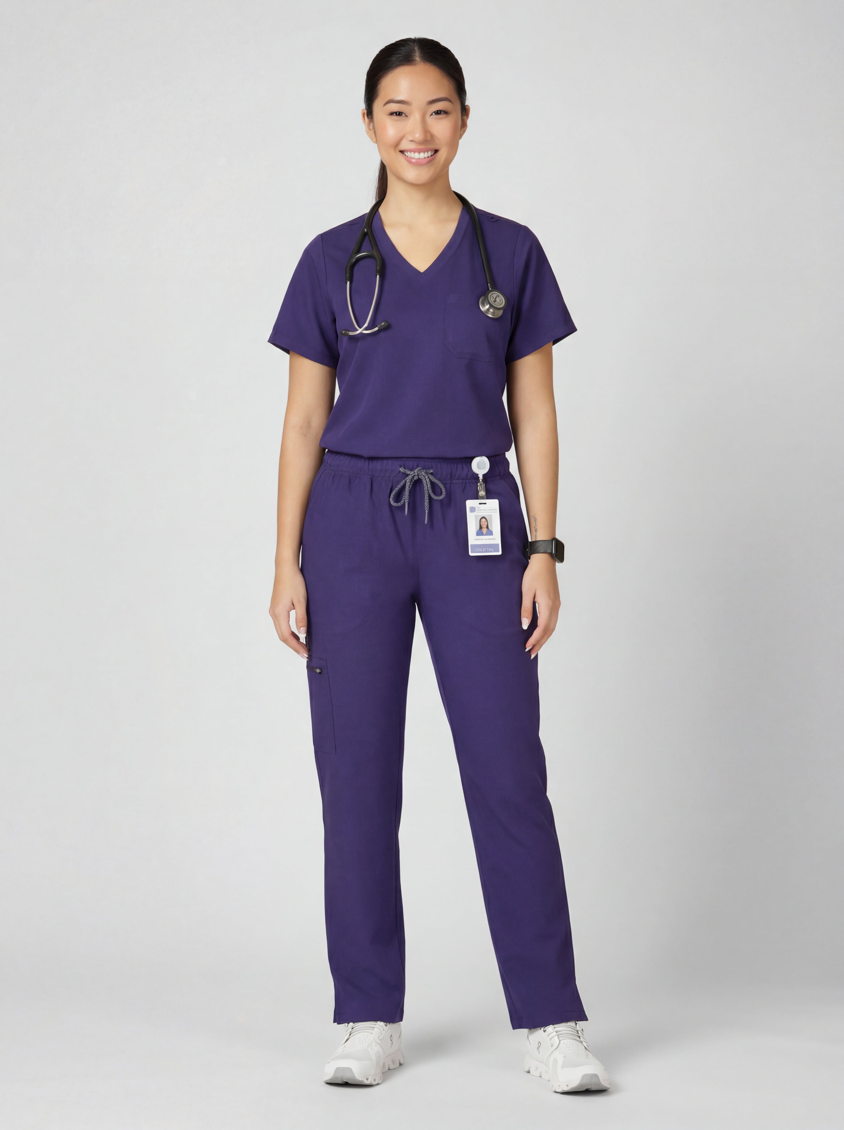 Women's V-Neck Short Sleeve CF Pocket Scrub Top
