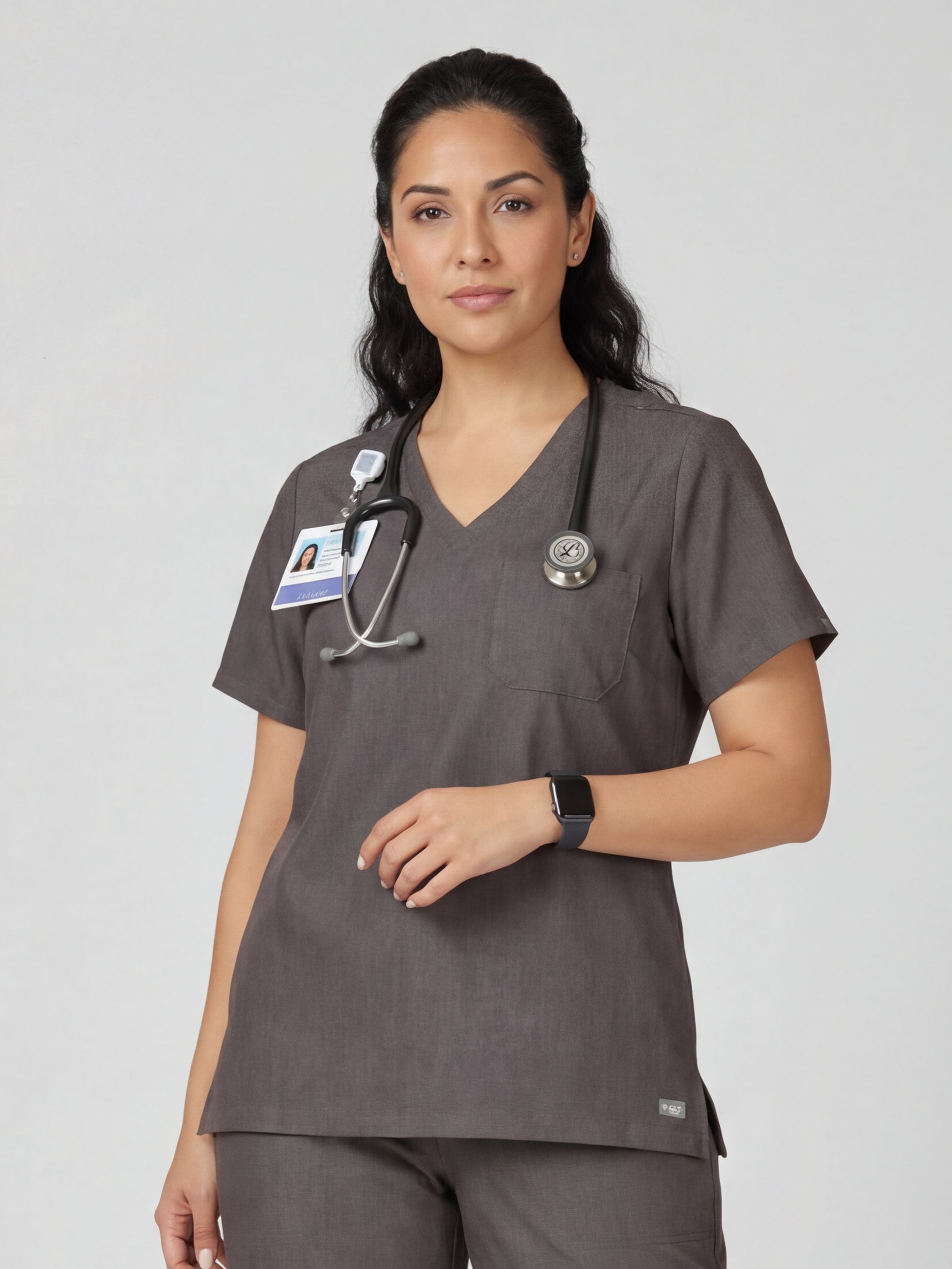 Women's V-Neck Short Sleeve CF Pocket Scrub Top
