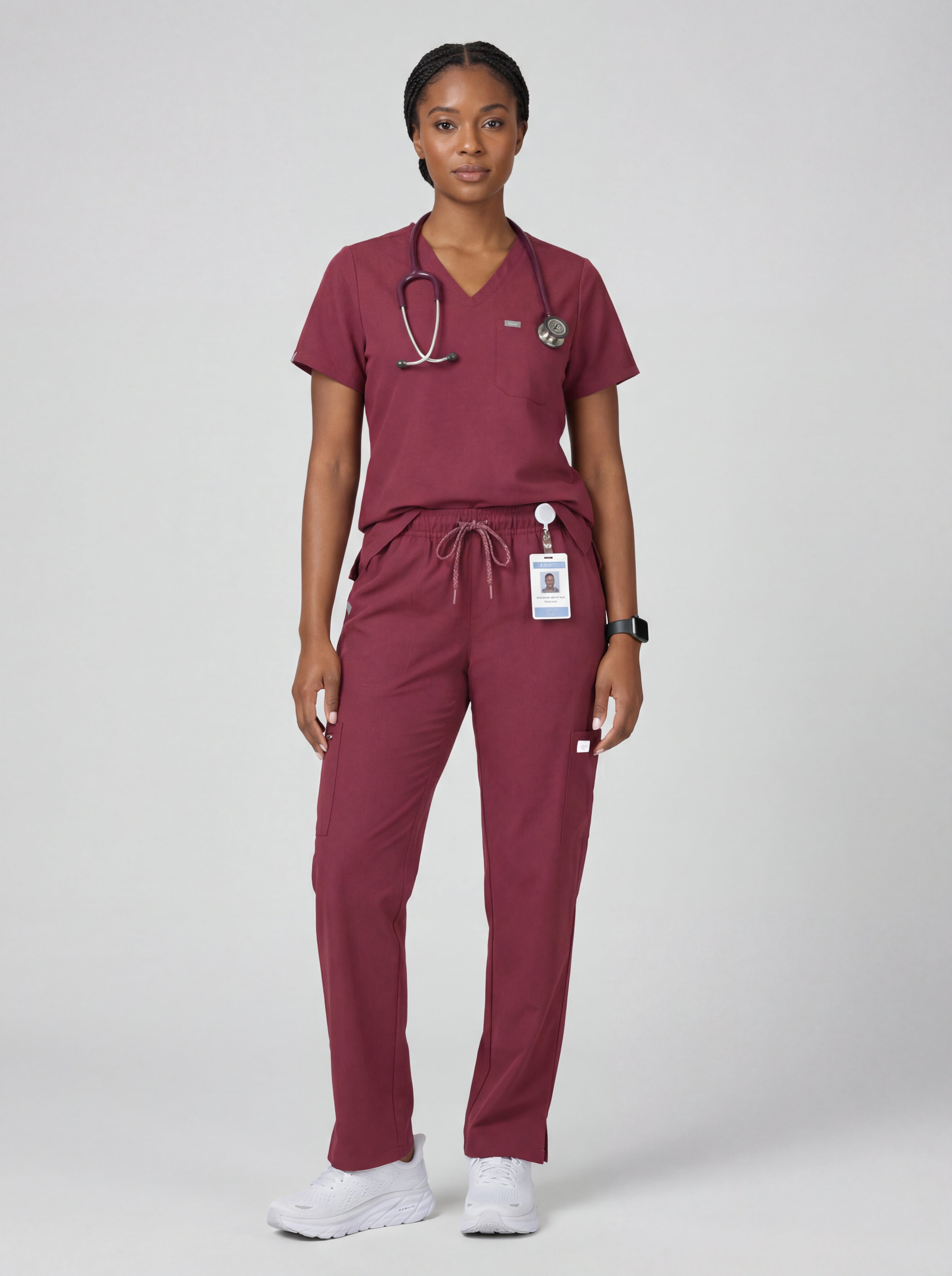 Women's V-Neck Short Sleeve CF Pocket Scrub Top