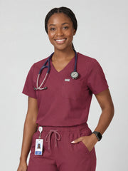 Women's V-Neck Short Sleeve CF Pocket Scrub Top