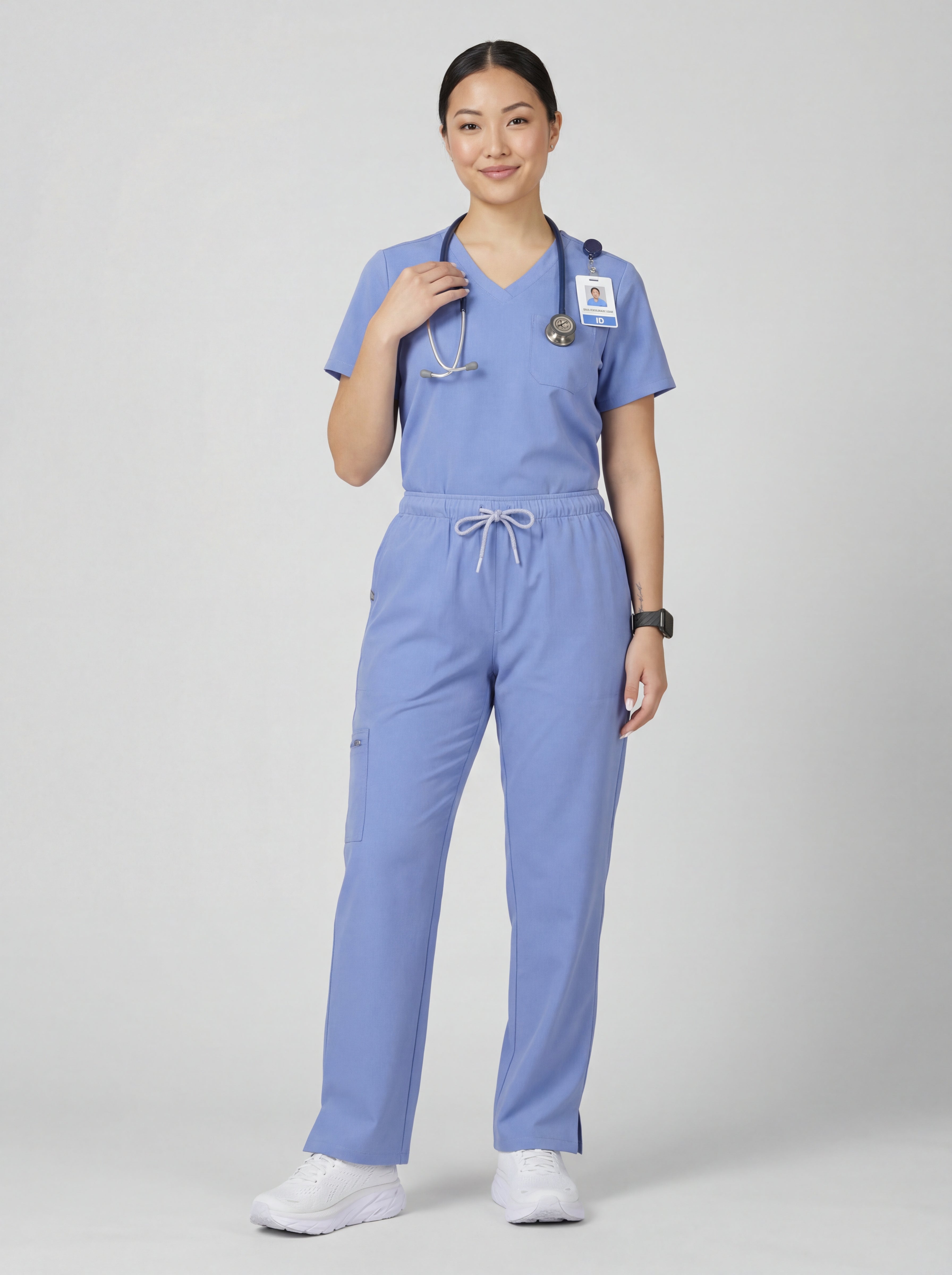 Women's V-Neck Short Sleeve CF Pocket Scrub Top
