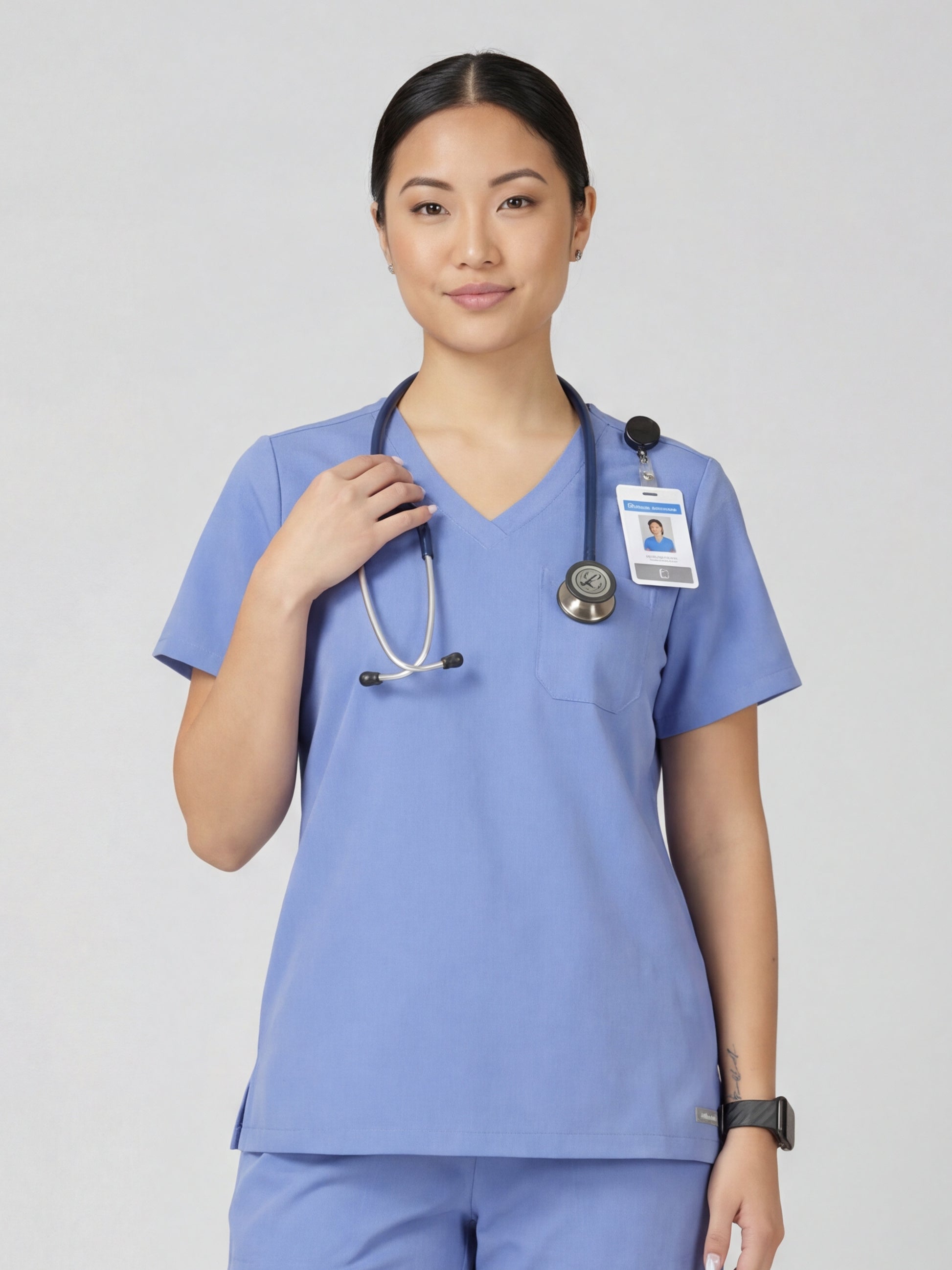 Women's V-Neck Short Sleeve CF Pocket Scrub Top