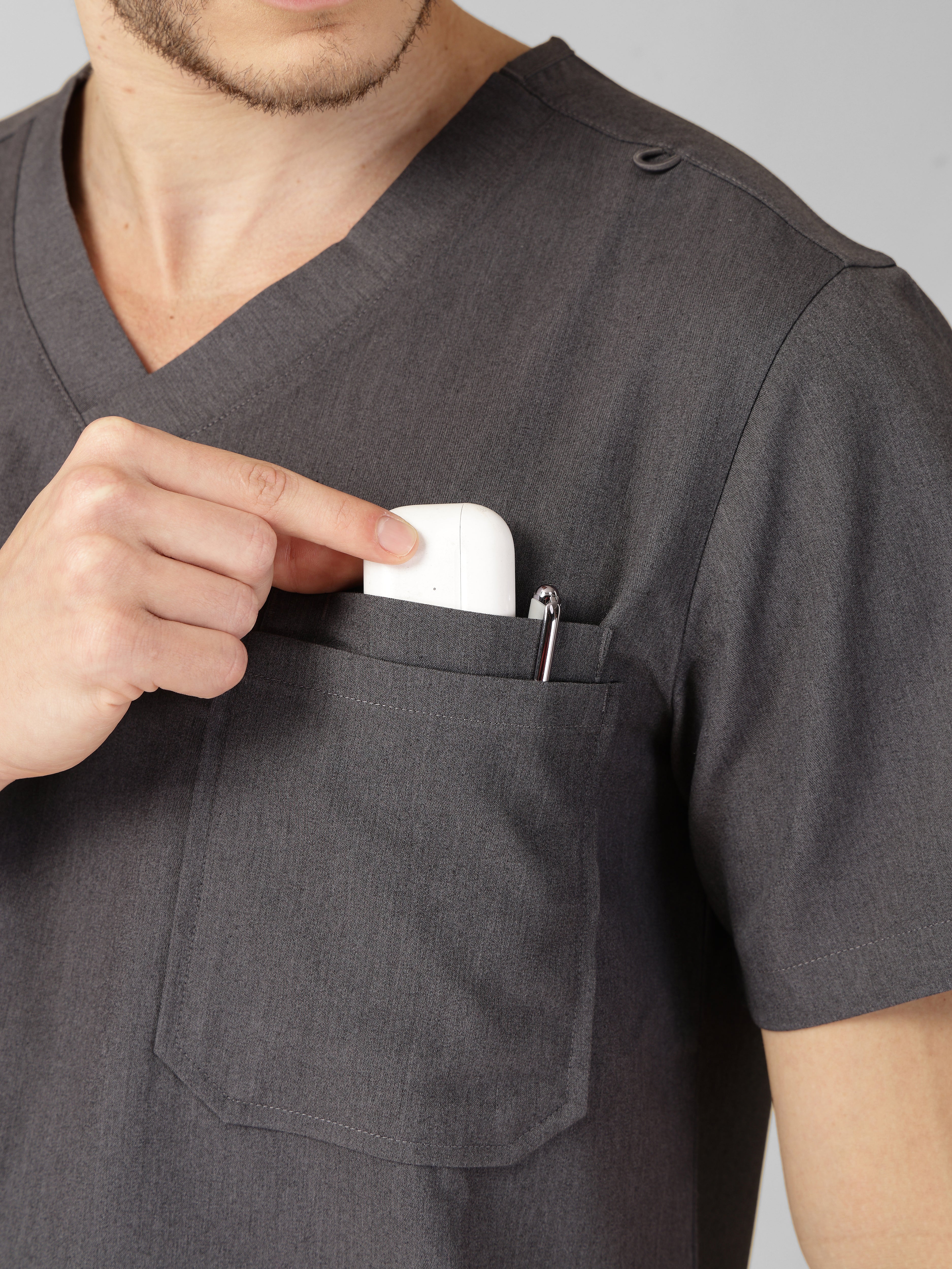 Men's V-Neck 2 Pocket Scrub Top