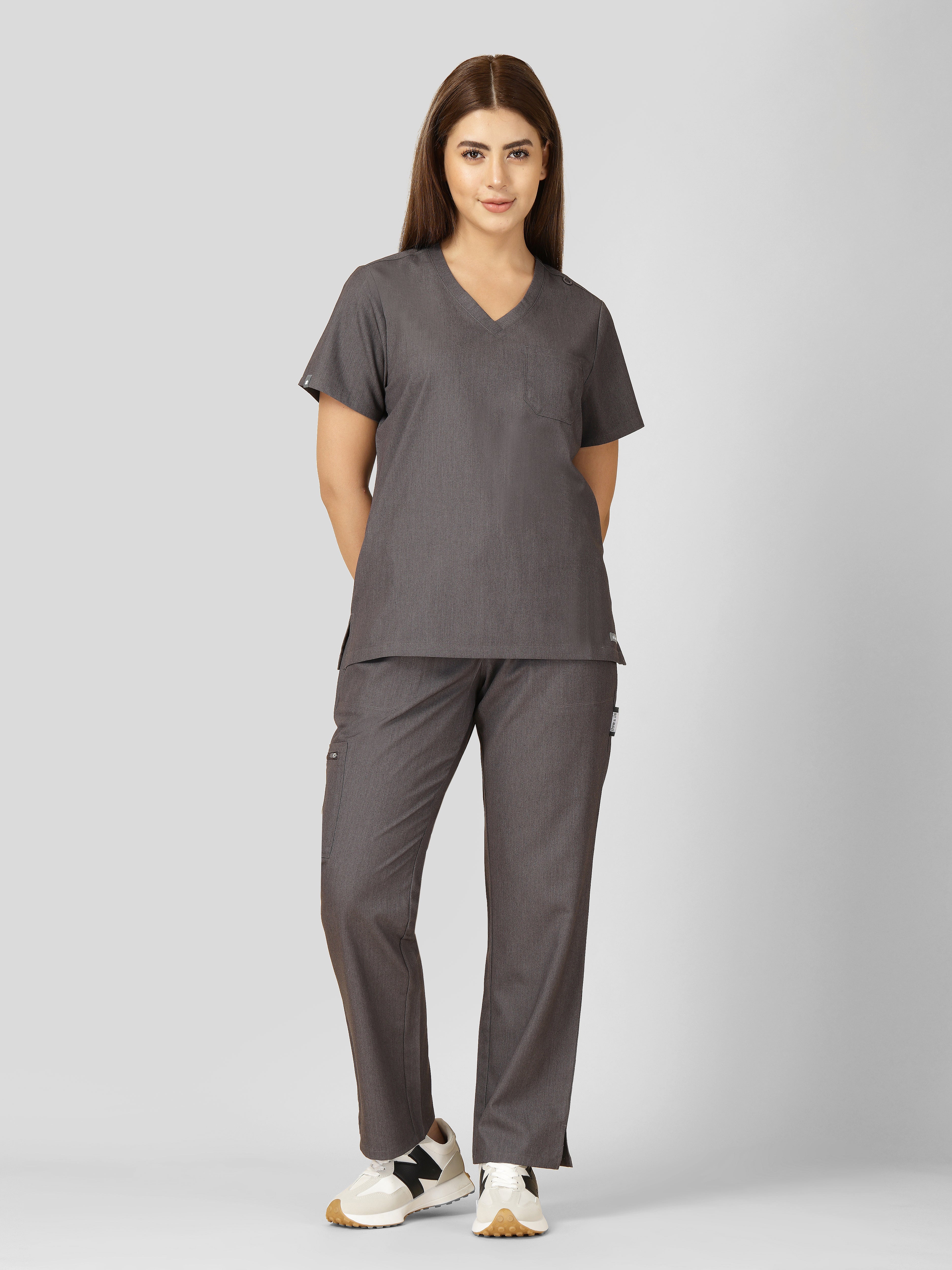 Women's V-Neck Short Sleeve CF Pocket Scrub Top