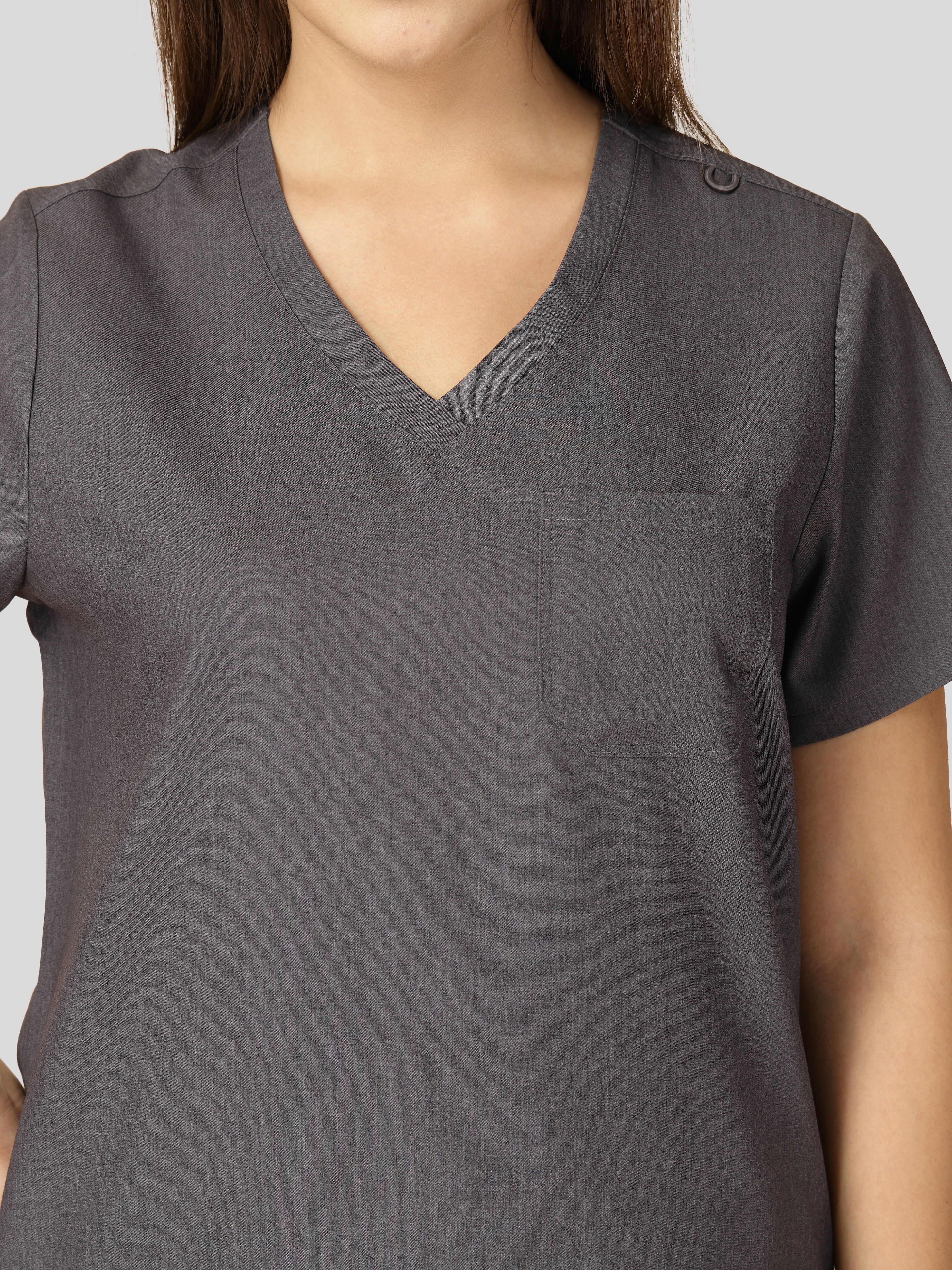 Women's V-Neck Short Sleeve CF Pocket Scrub Top