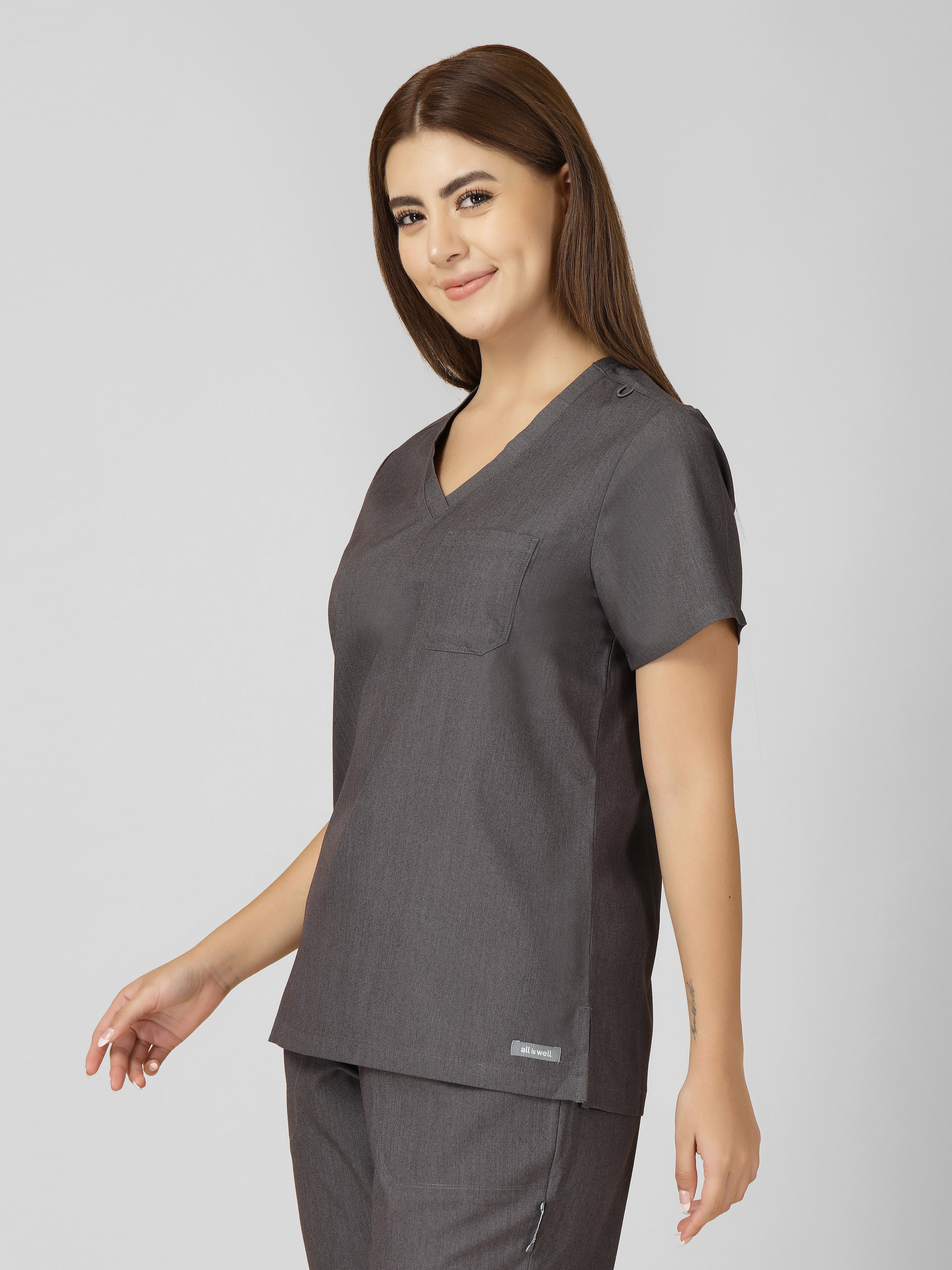 Women's V-Neck Short Sleeve CF Pocket Scrub Top