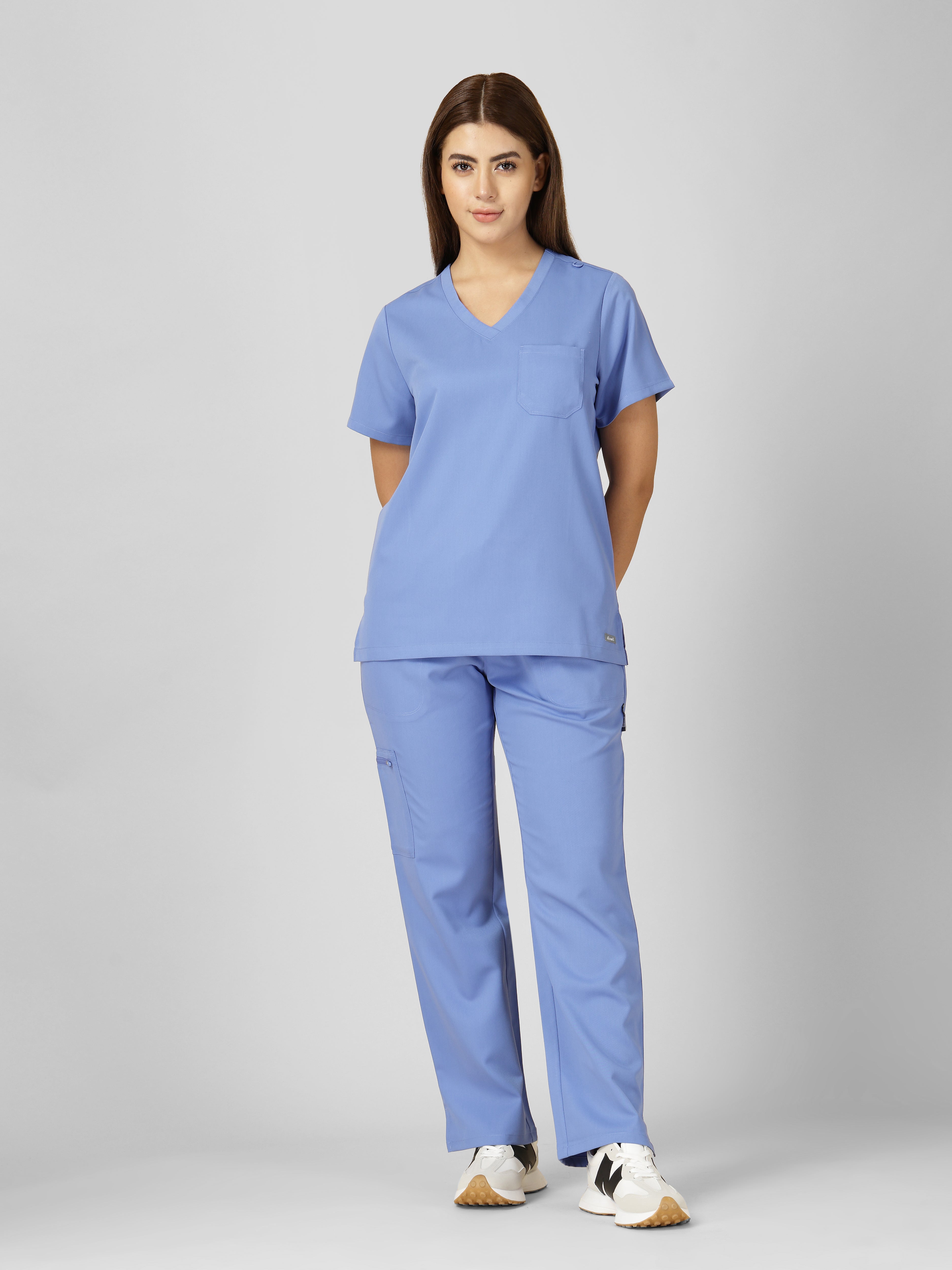 Women's V-Neck Short Sleeve CF Pocket Scrub Top
