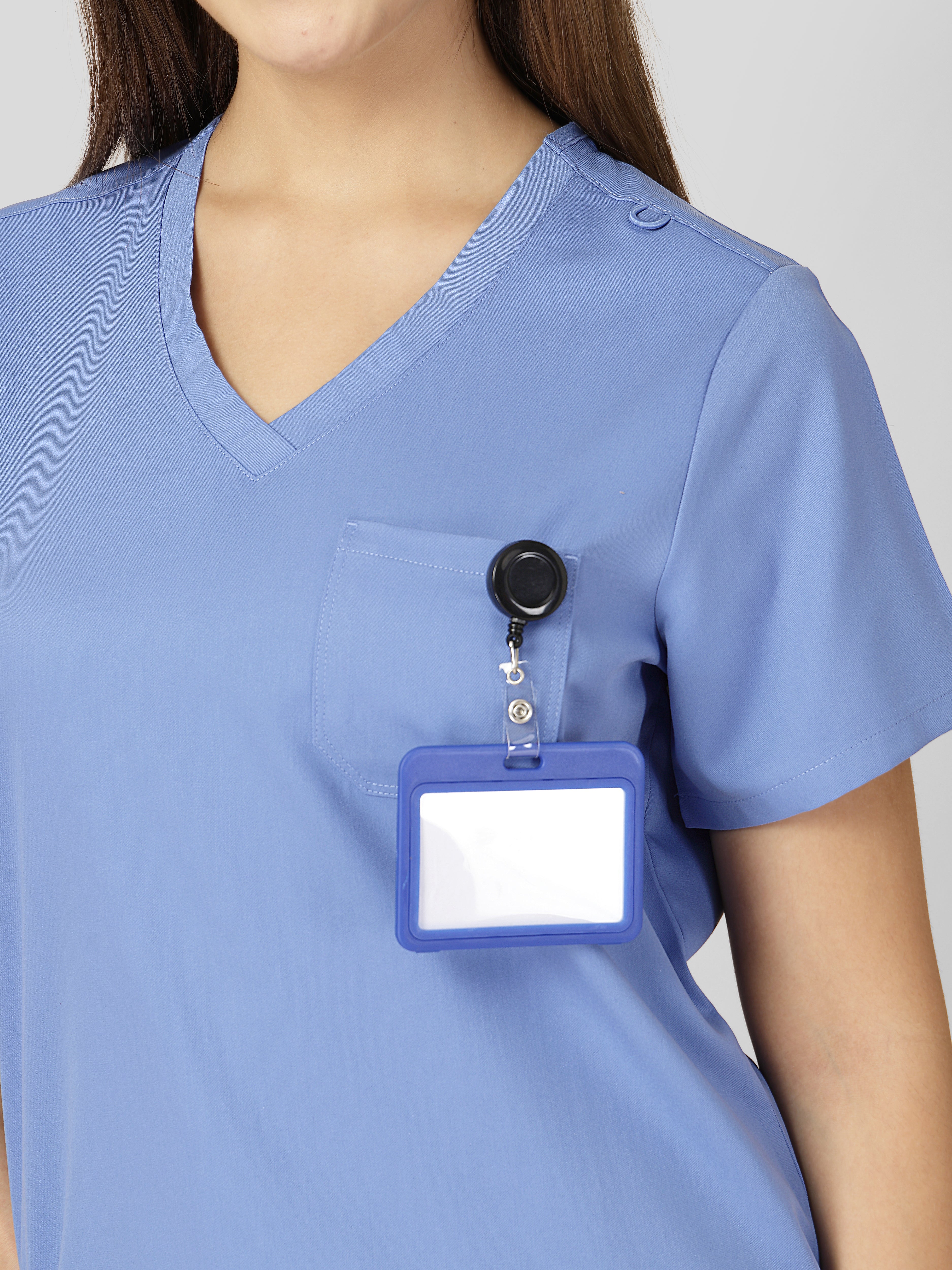 Women's V-Neck Short Sleeve CF Pocket Scrub Top