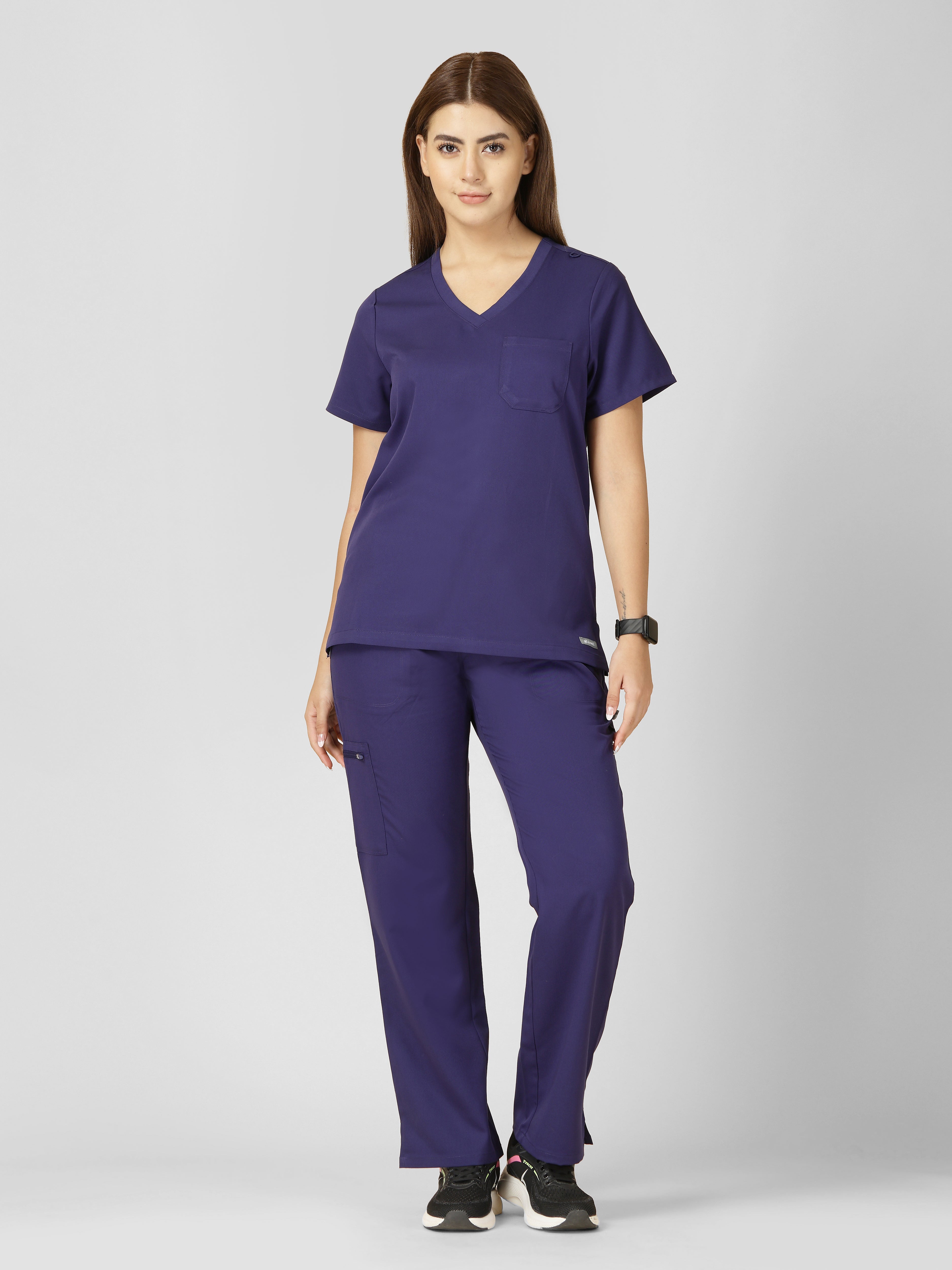 Women's V-Neck Short Sleeve CF Pocket Scrub Top