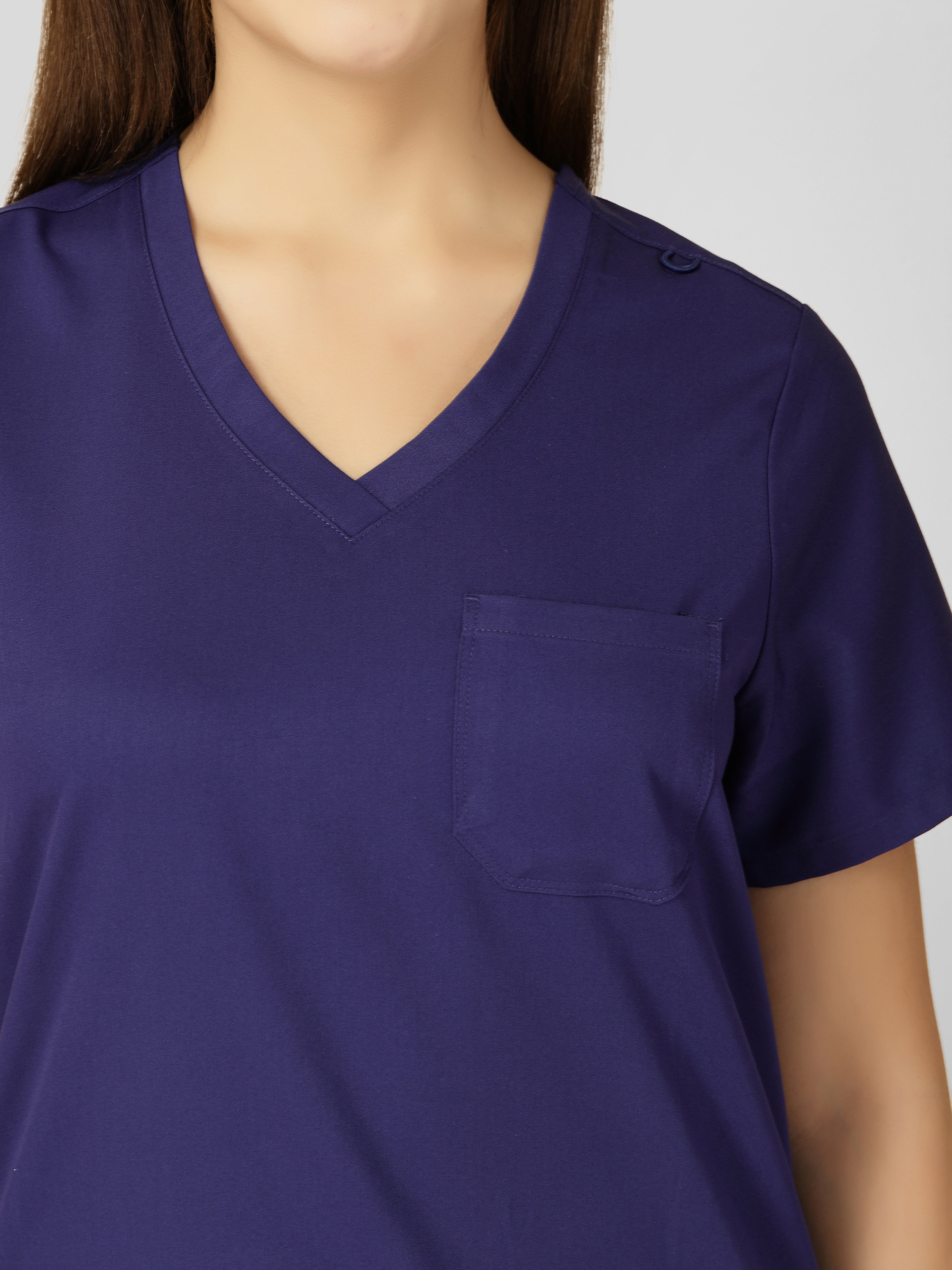 Women's V-Neck Short Sleeve CF Pocket Scrub Top