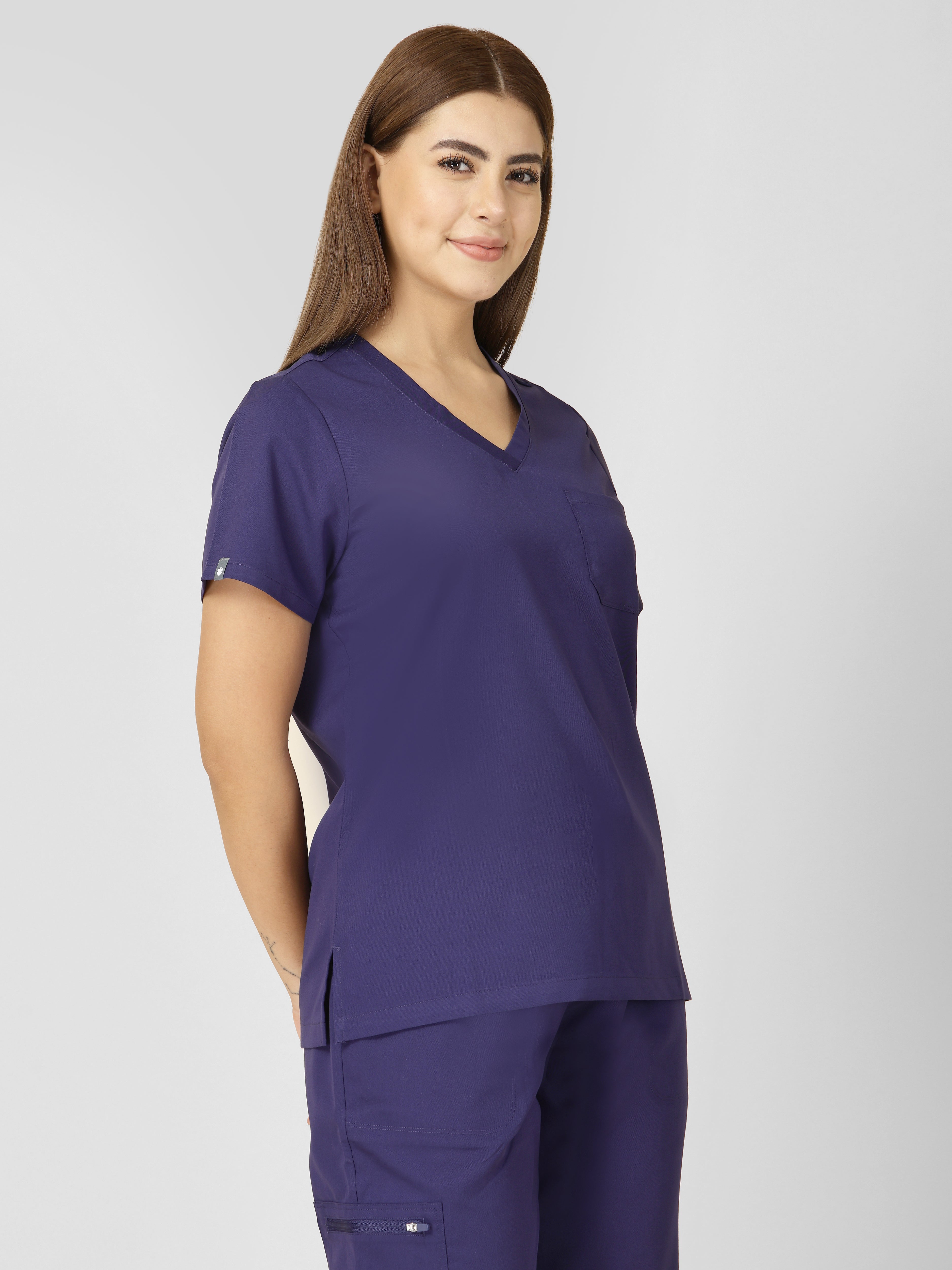 Women's V-Neck Short Sleeve CF Pocket Scrub Top