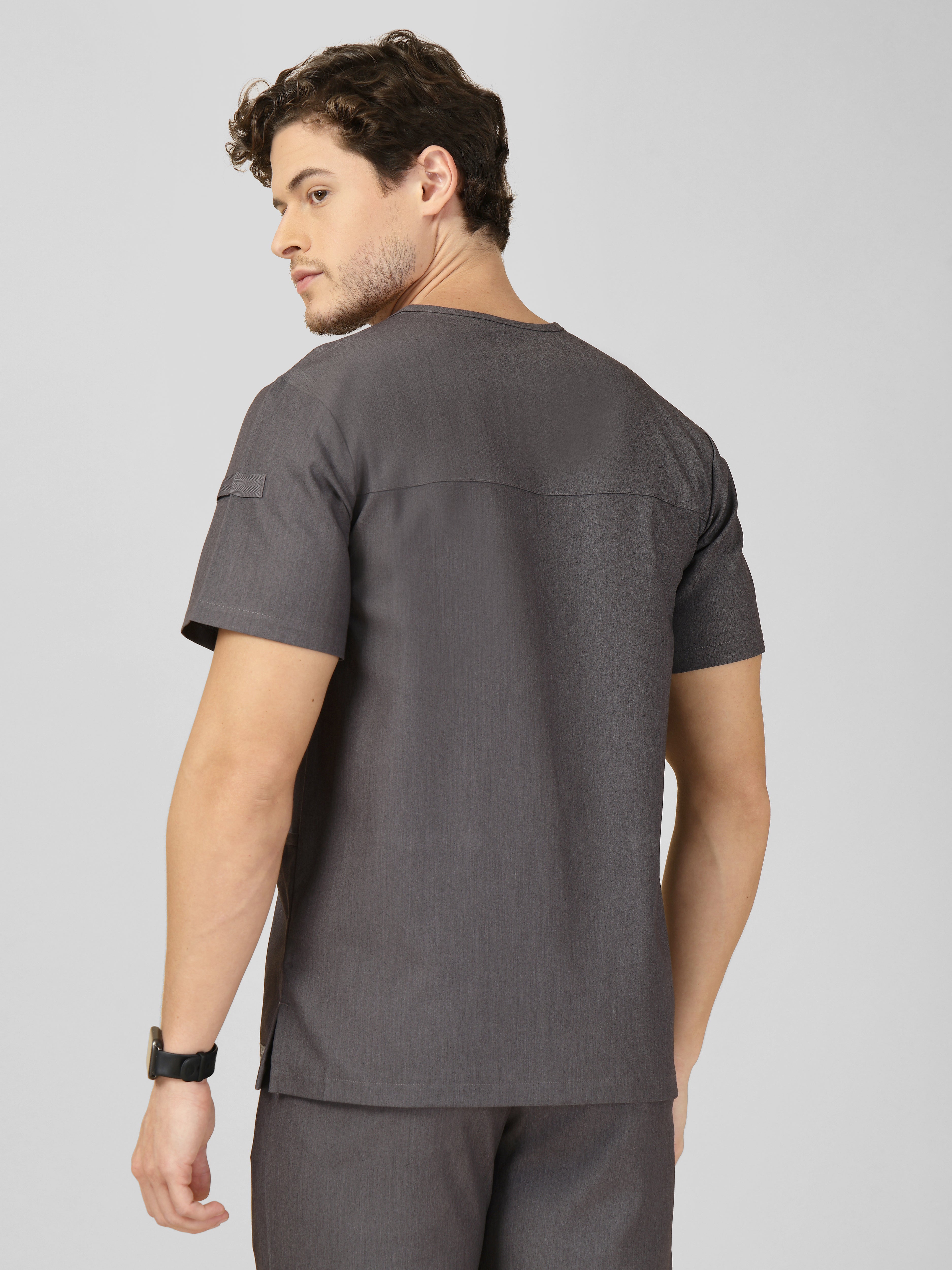 Men's V-Neck 4 Pocket Scrub Top w Utility Pocket
