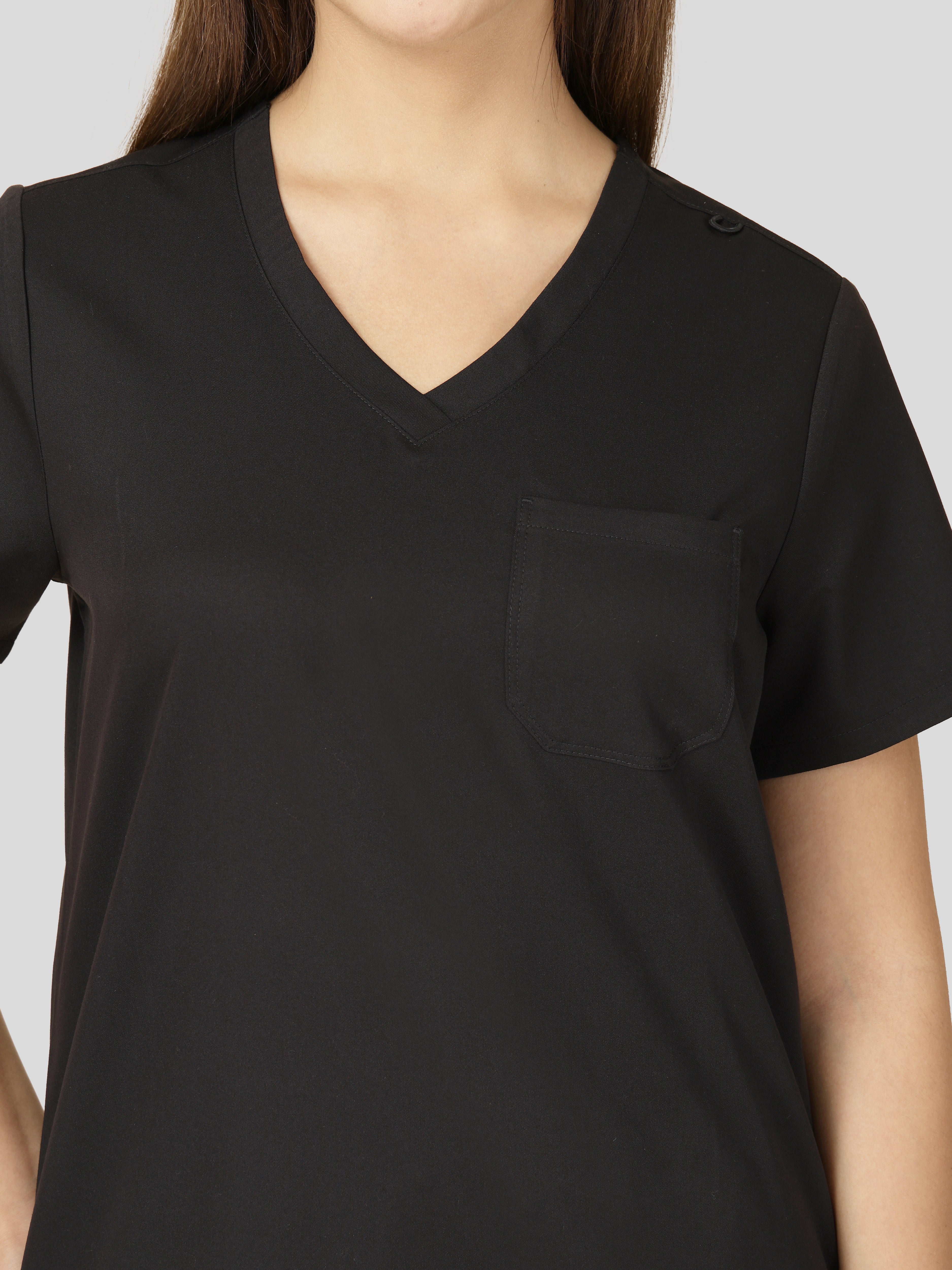 Women's V-Neck Short Sleeve CF Pocket Scrub Top