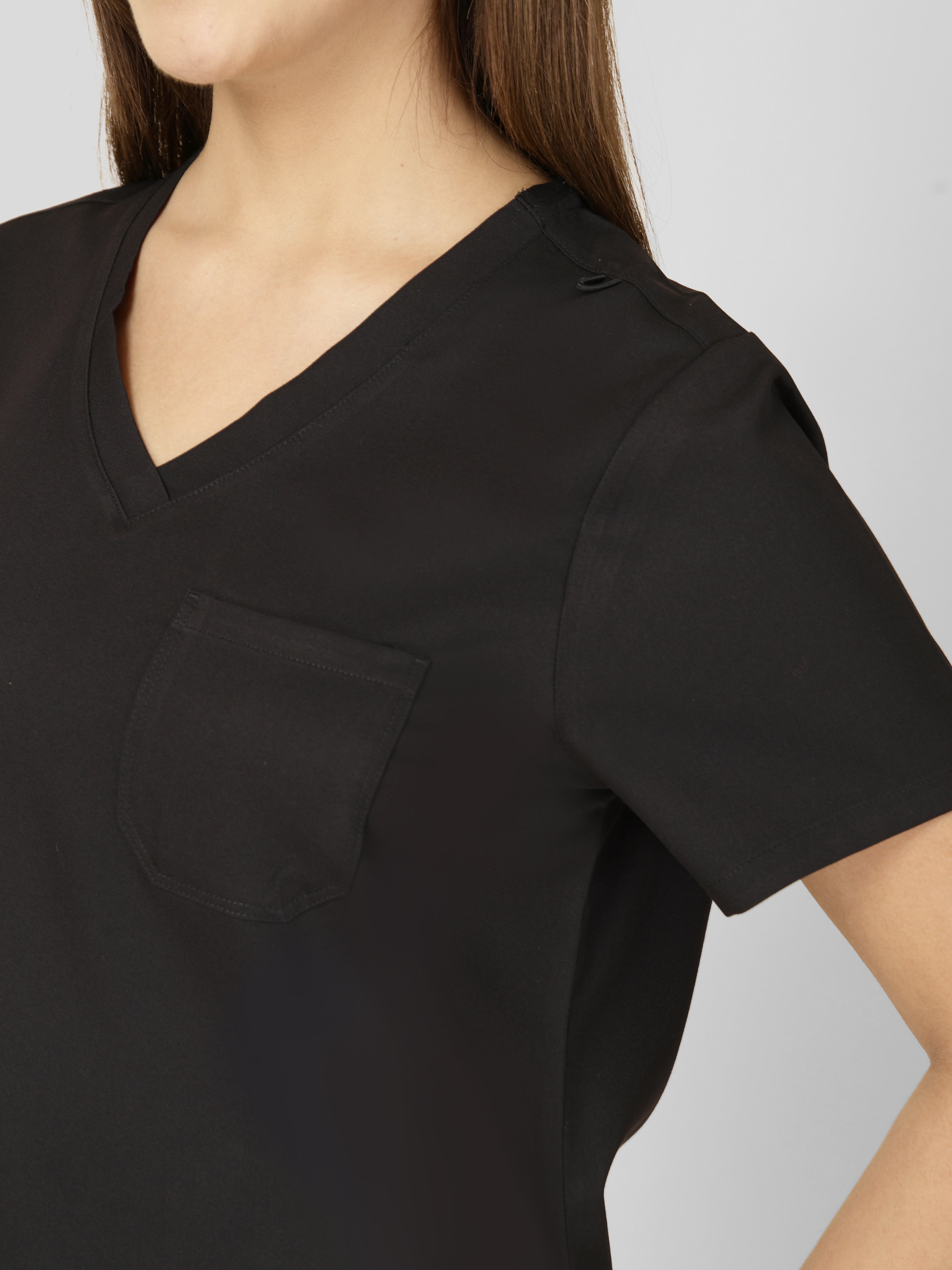 Women's V-Neck Short Sleeve CF Pocket Scrub Top