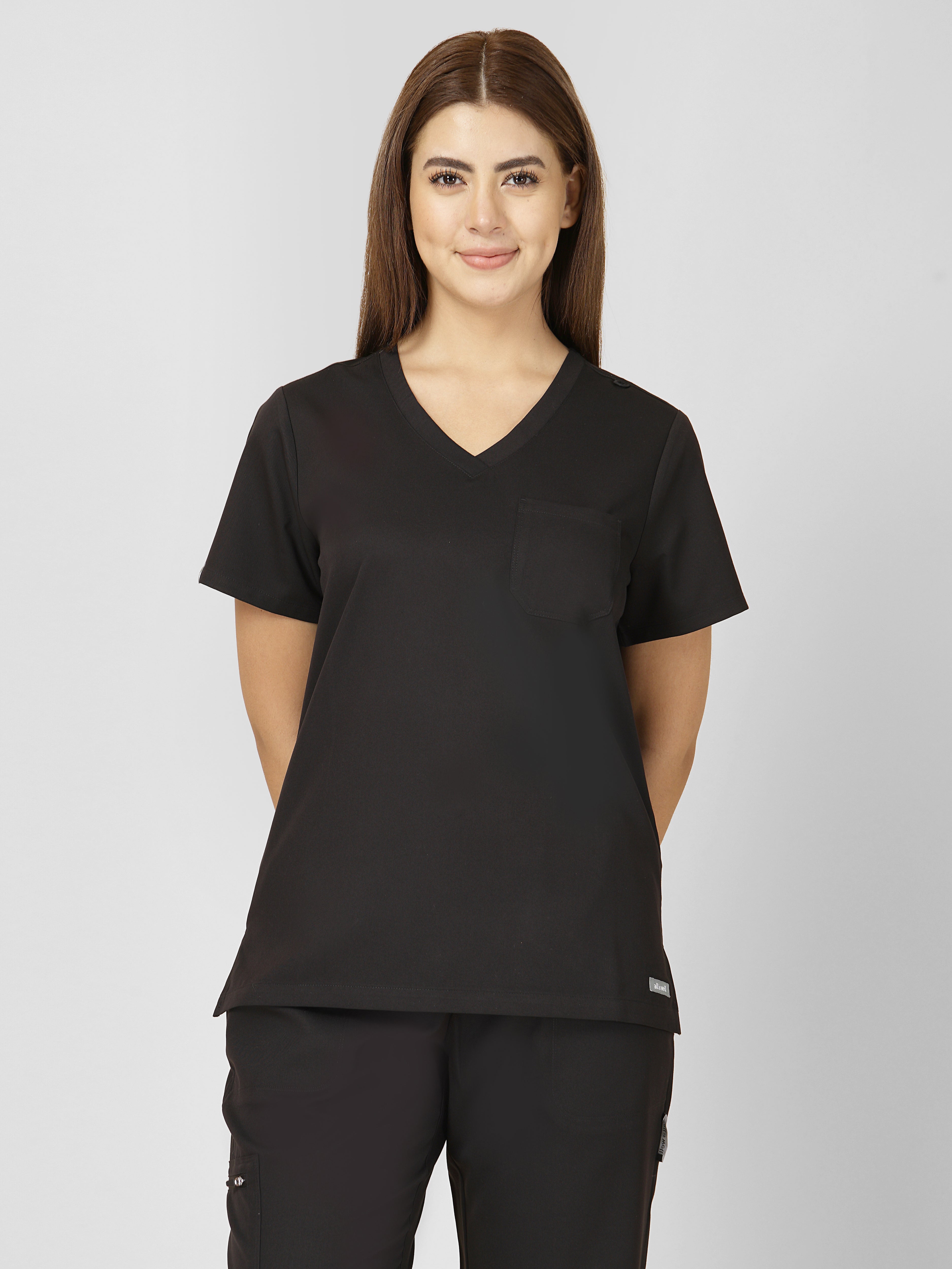 Women's V-Neck Short Sleeve CF Pocket Scrub Top