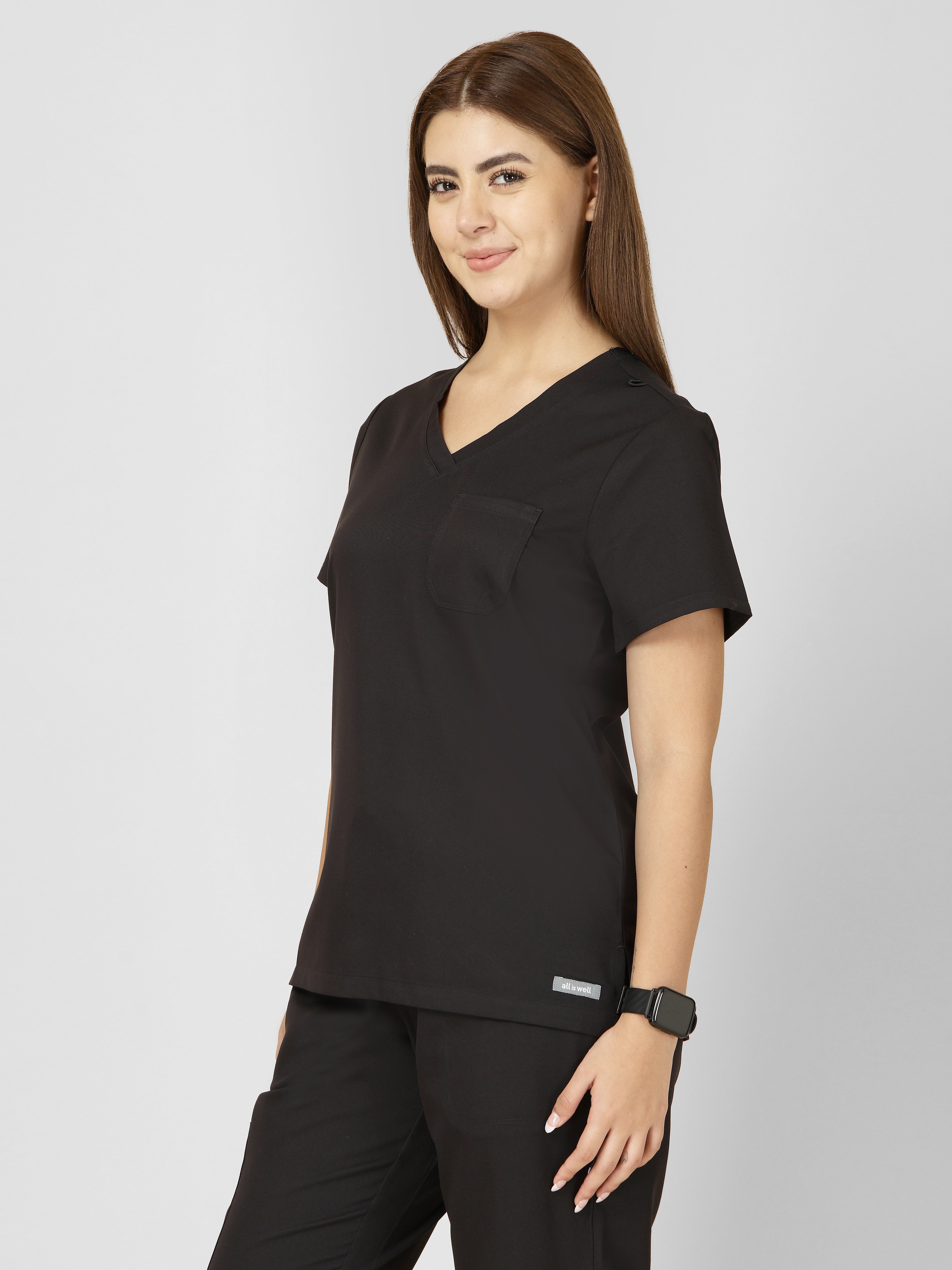 Women's V-Neck Short Sleeve CF Pocket Scrub Top
