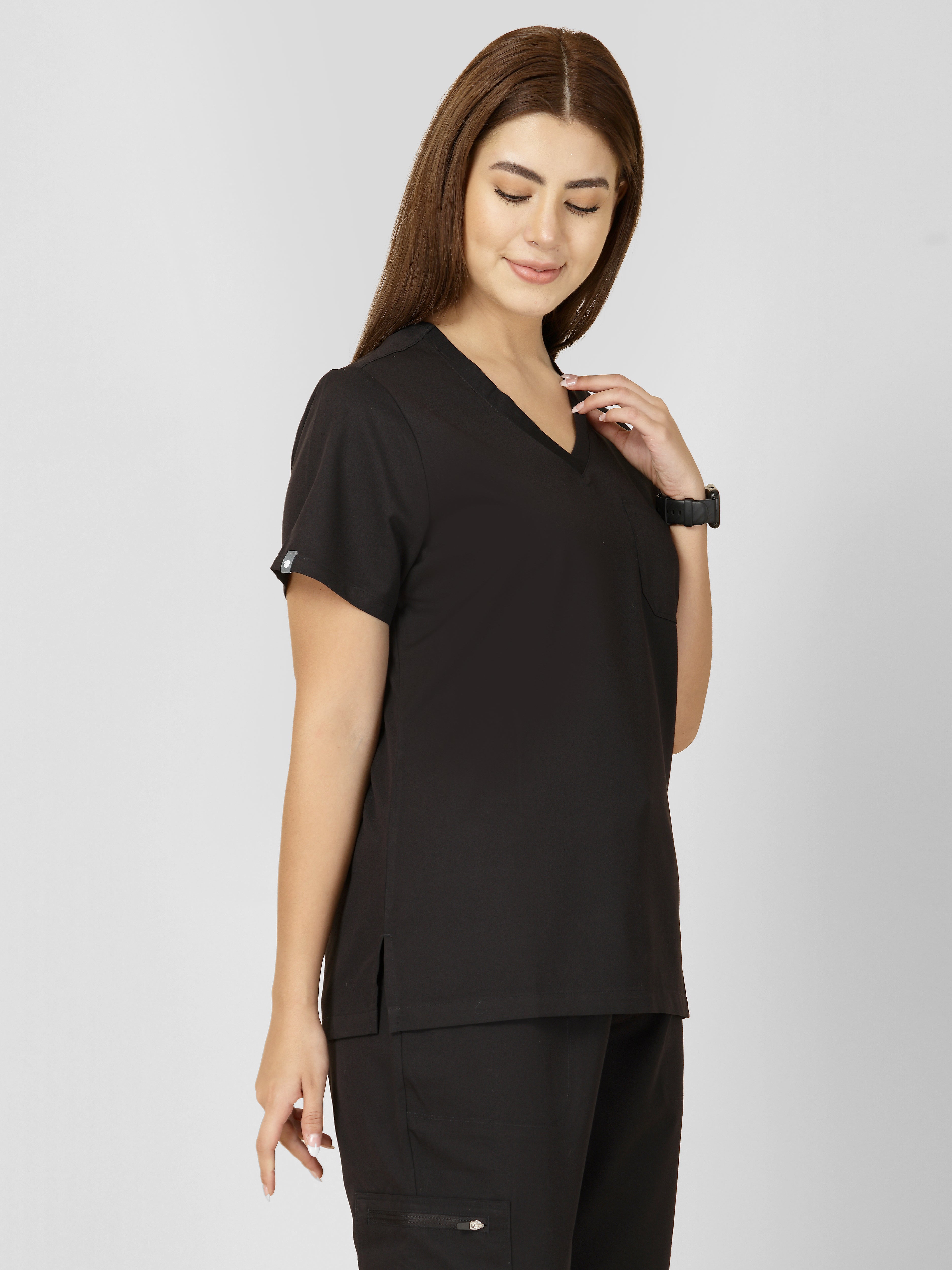 Women's V-Neck Short Sleeve CF Pocket Scrub Top