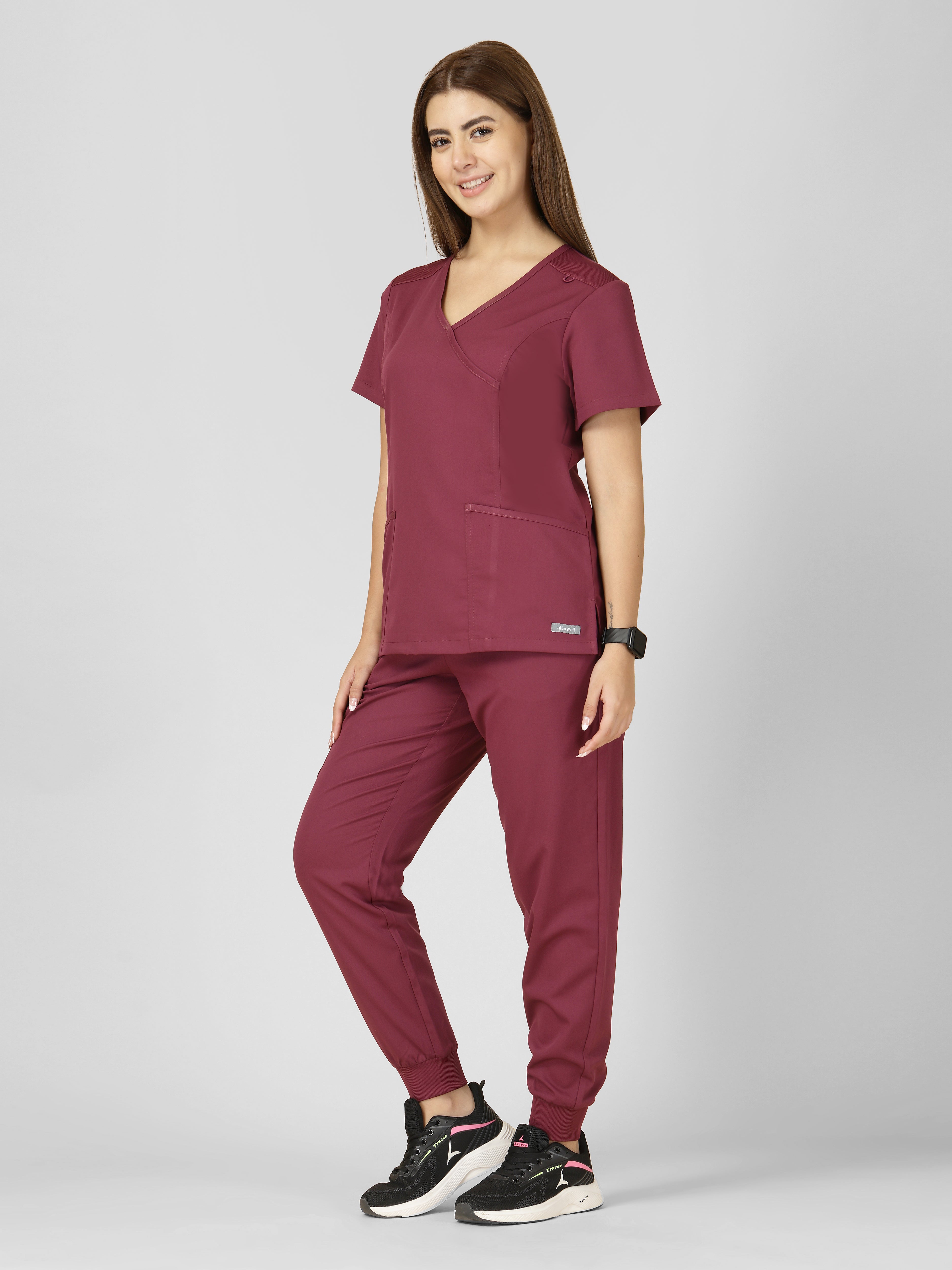 Women's V-Neck Short Sleeve Princess Seams Scrub Top