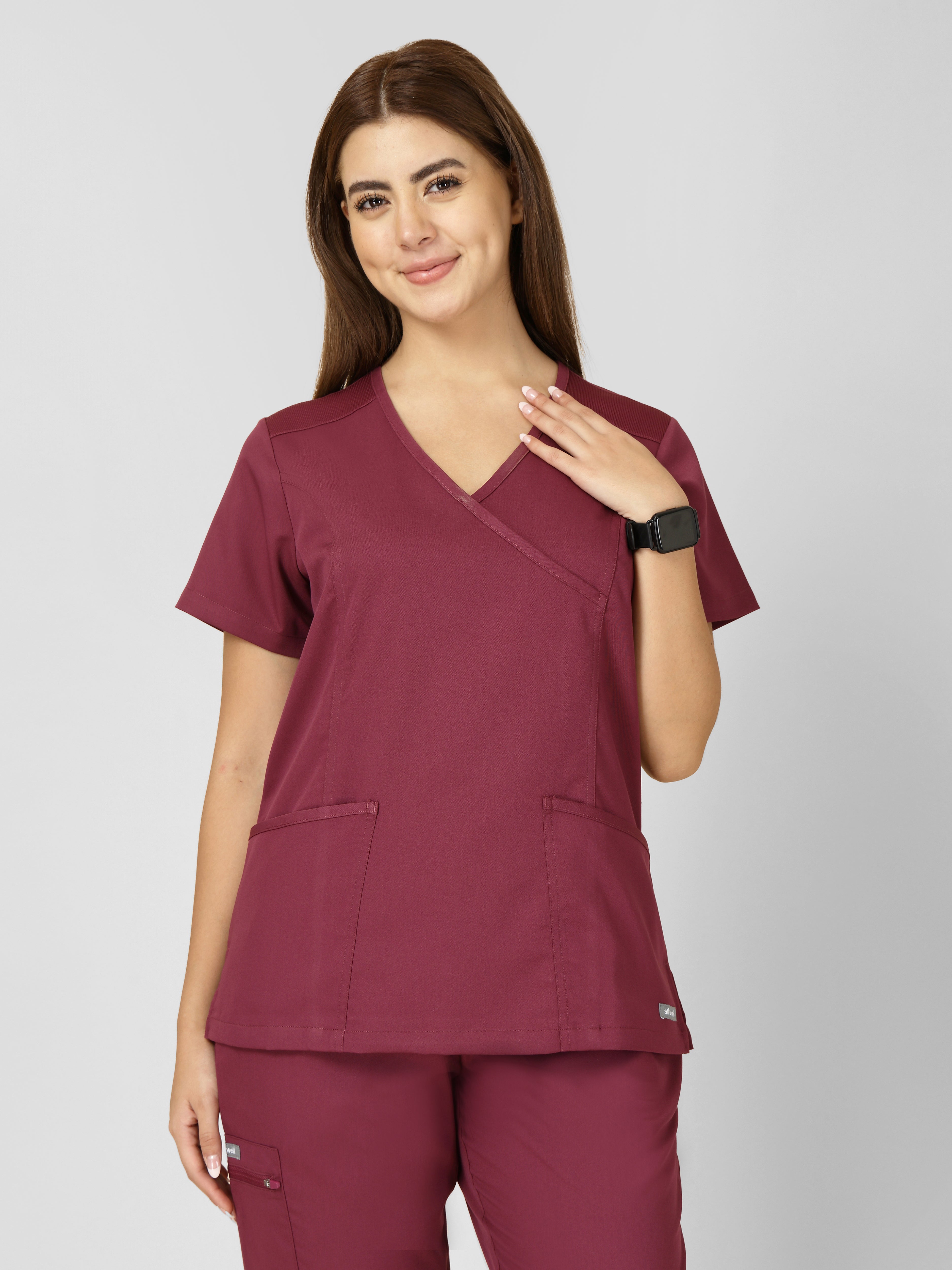 Women's V-Neck Short Sleeve Princess Seams Scrub Top