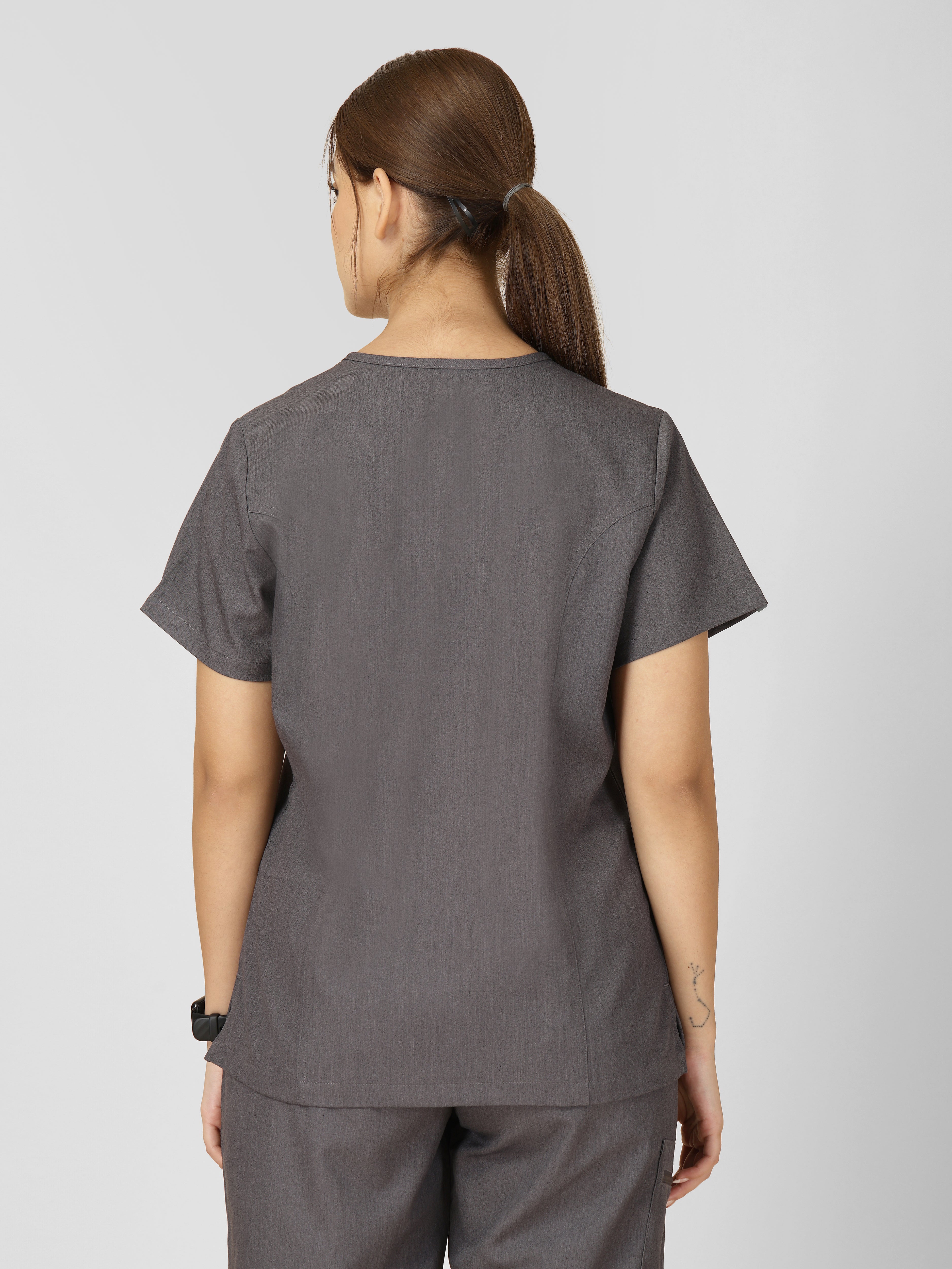 Women's V-Neck Short Sleeve Princess Seams Scrub Top
