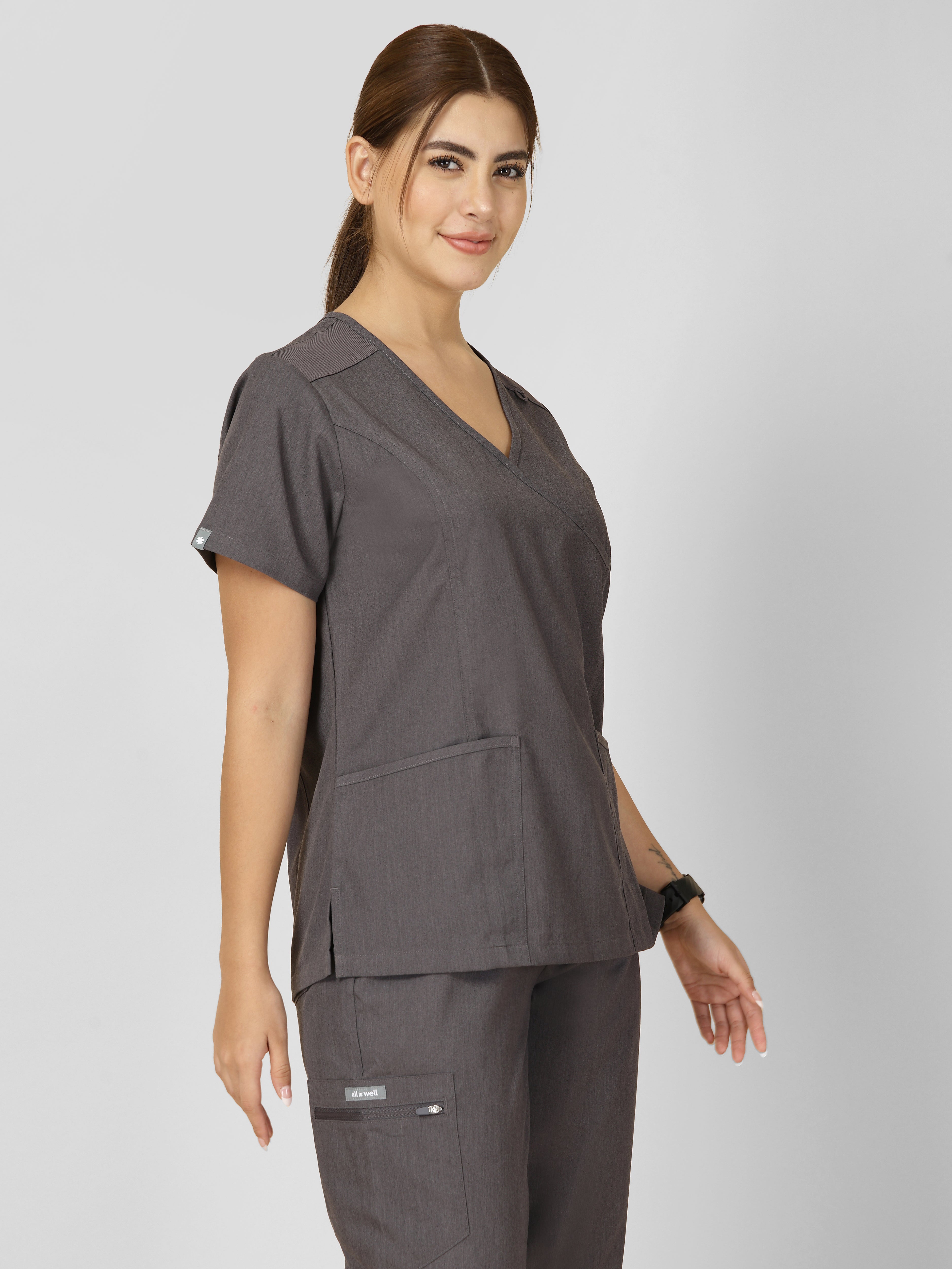 Women's V-Neck Short Sleeve Princess Seams Scrub Top