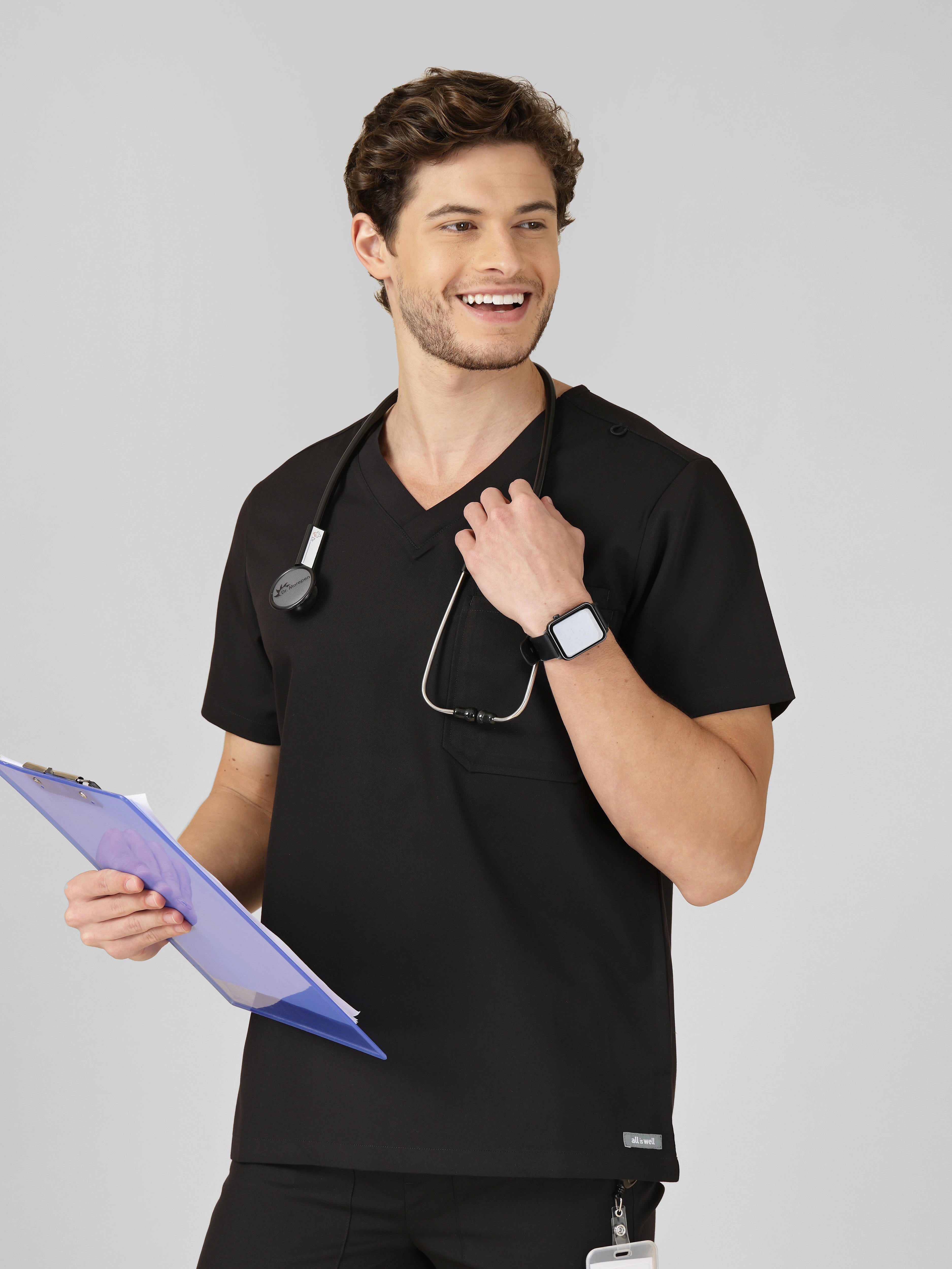 Men's V-Neck 2 Pocket Scrub Top