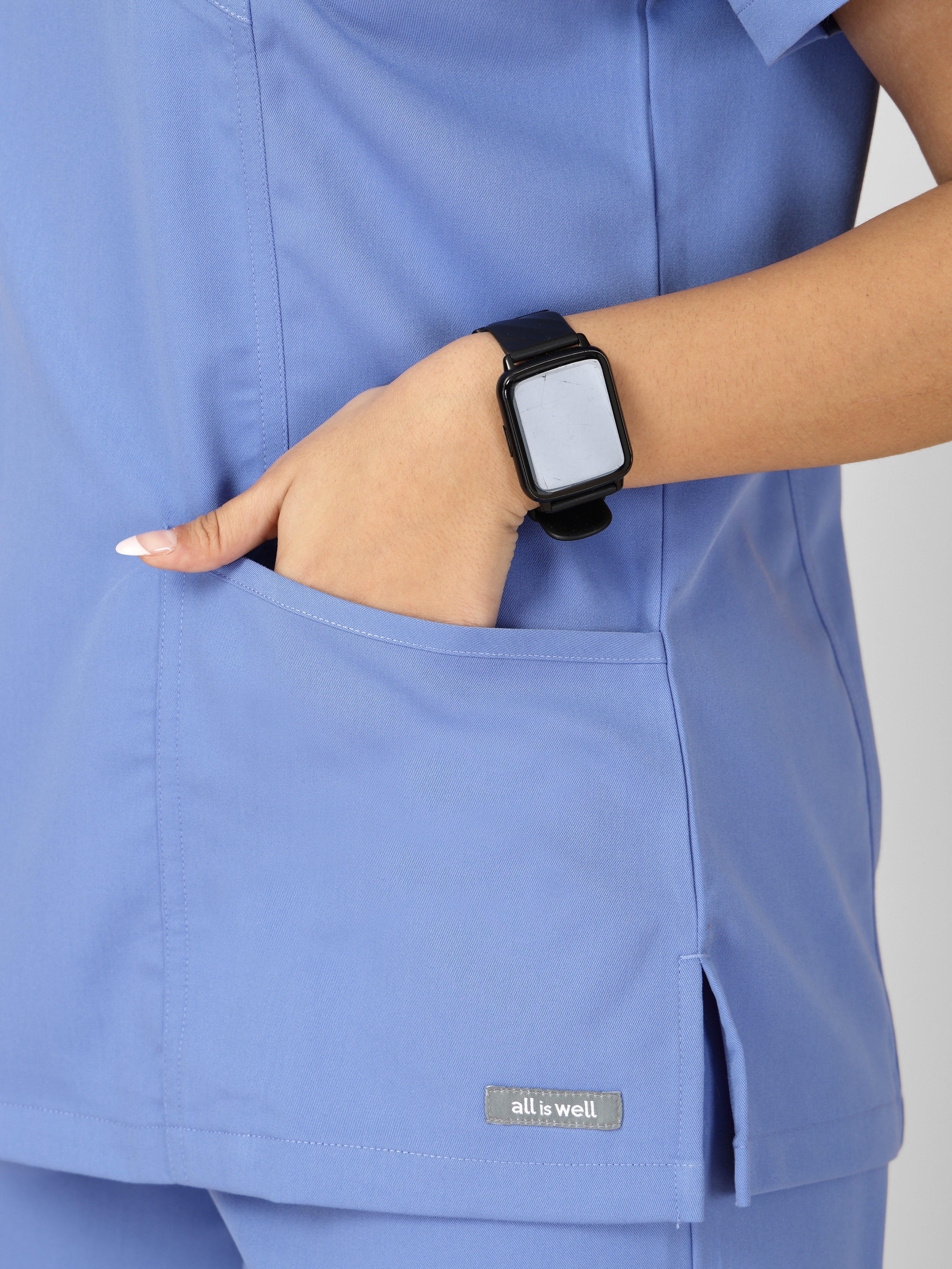 Women's V-Neck Short Sleeve Princess Seams Scrub Top