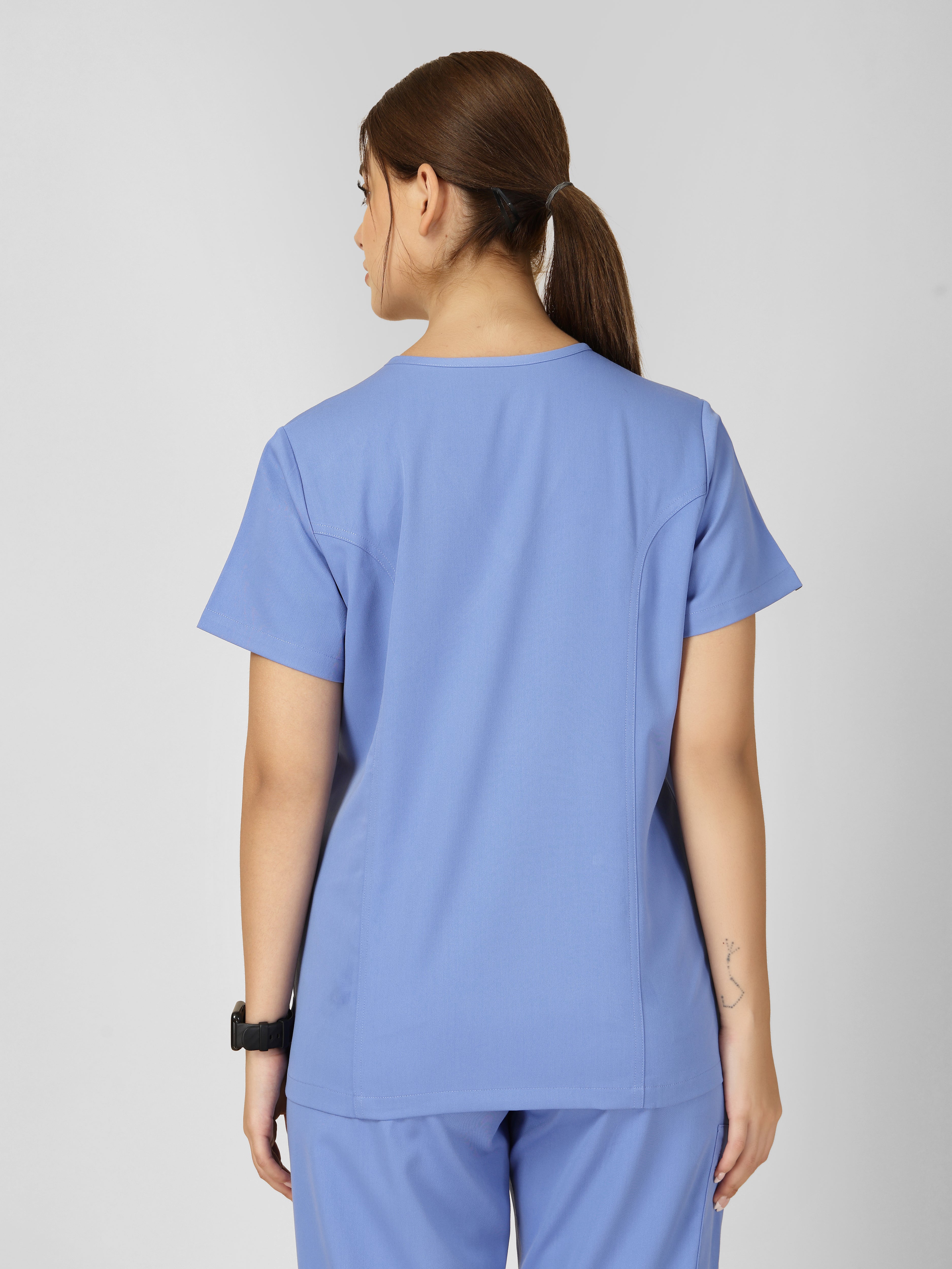 Women's V-Neck Short Sleeve Princess Seams Scrub Top