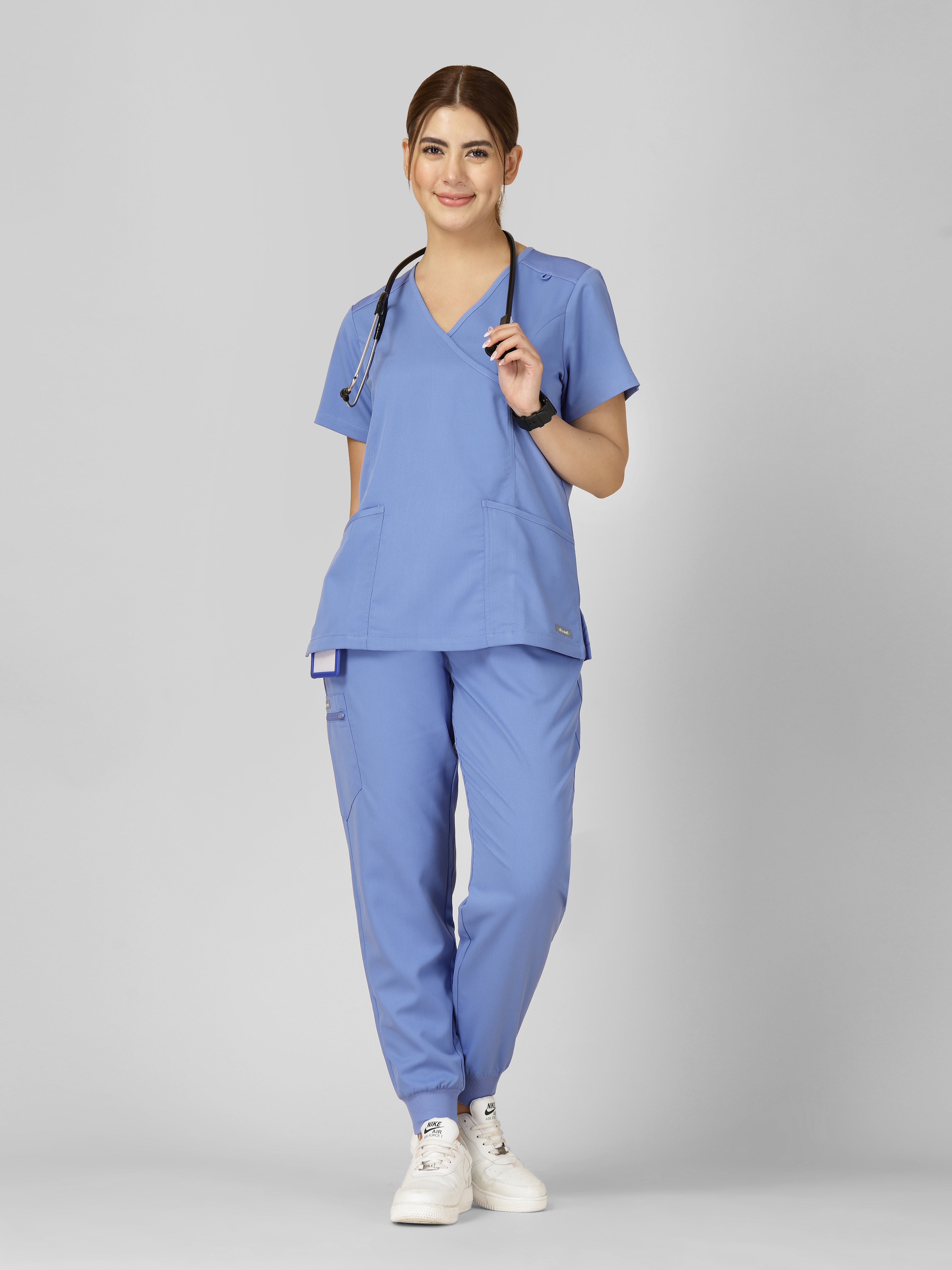 Women's V-Neck Short Sleeve Princess Seams Scrub Top