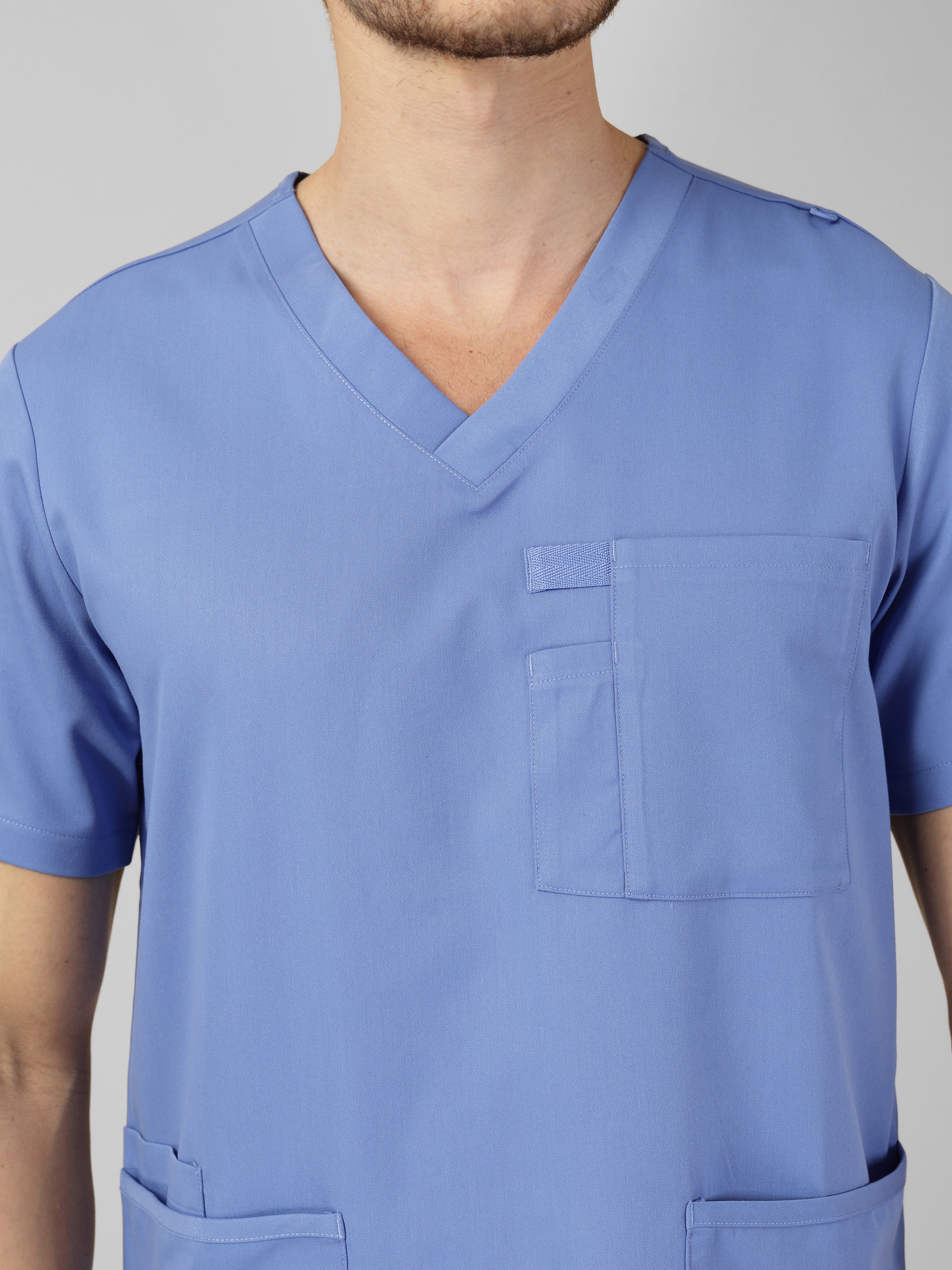 Men's V-Neck 4 Pocket Scrub Top w Utility Pocket