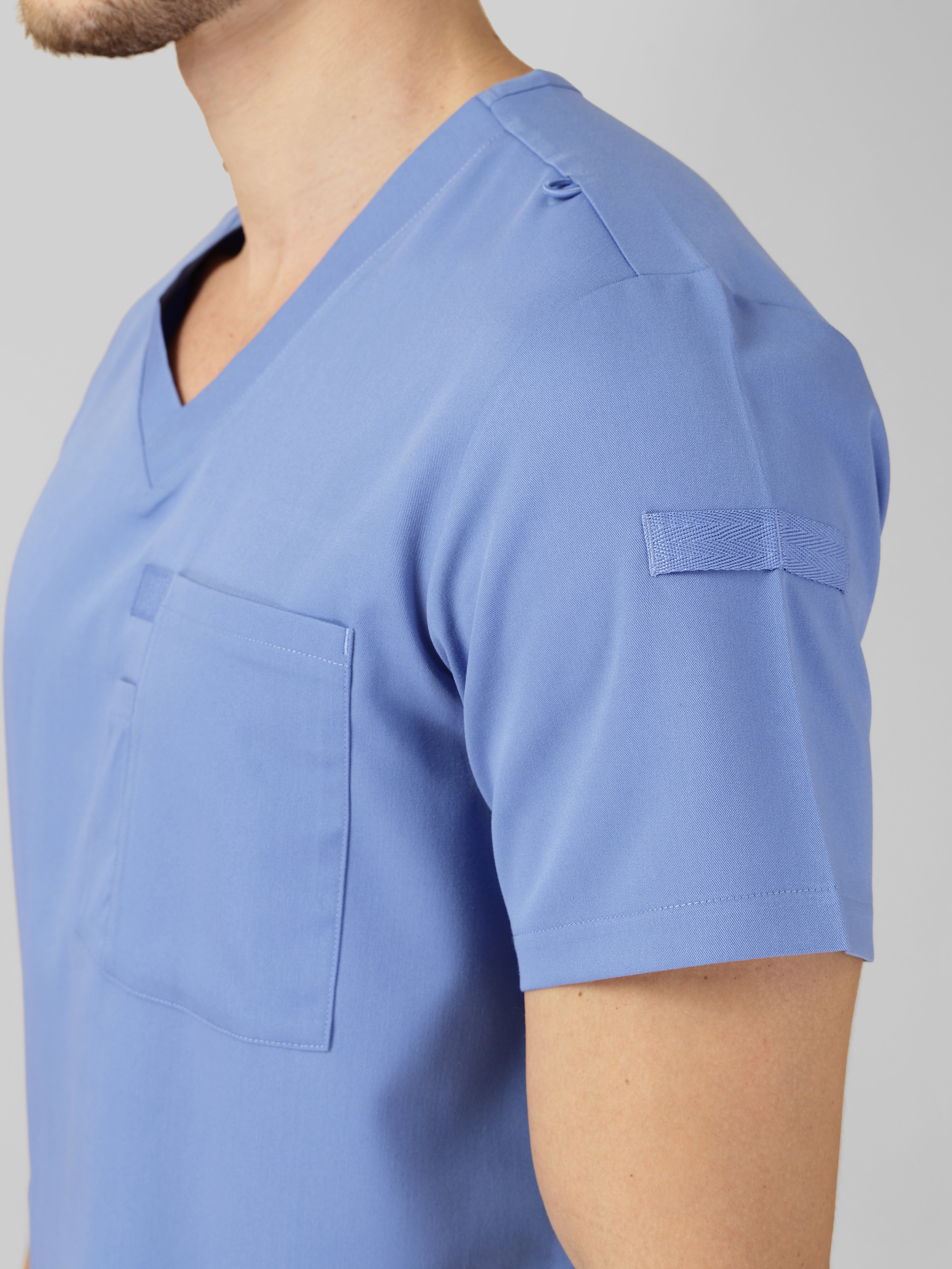Men's V-Neck 4 Pocket Scrub Top w Utility Pocket
