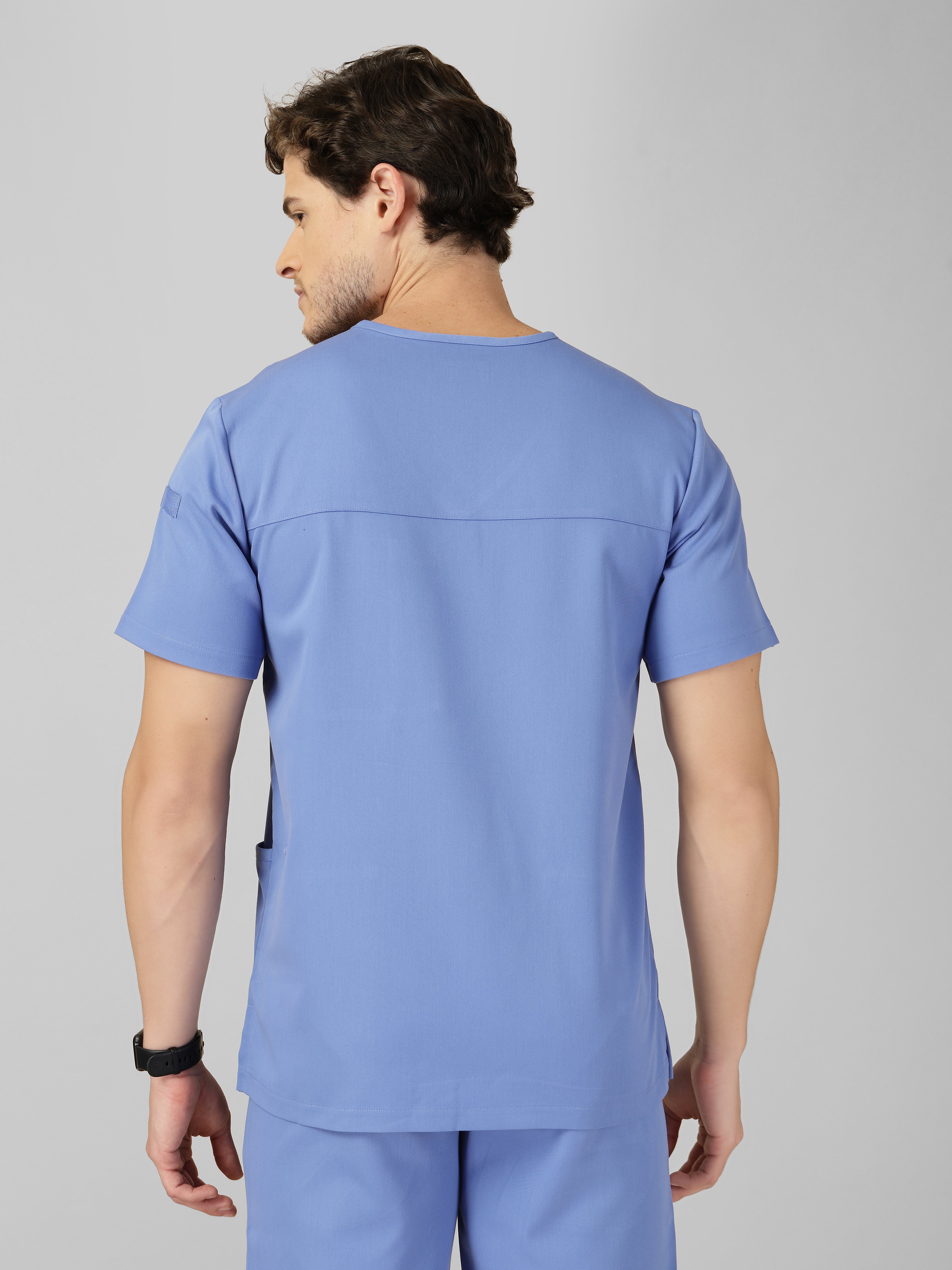 Men's V-Neck 4 Pocket Scrub Top w Utility Pocket