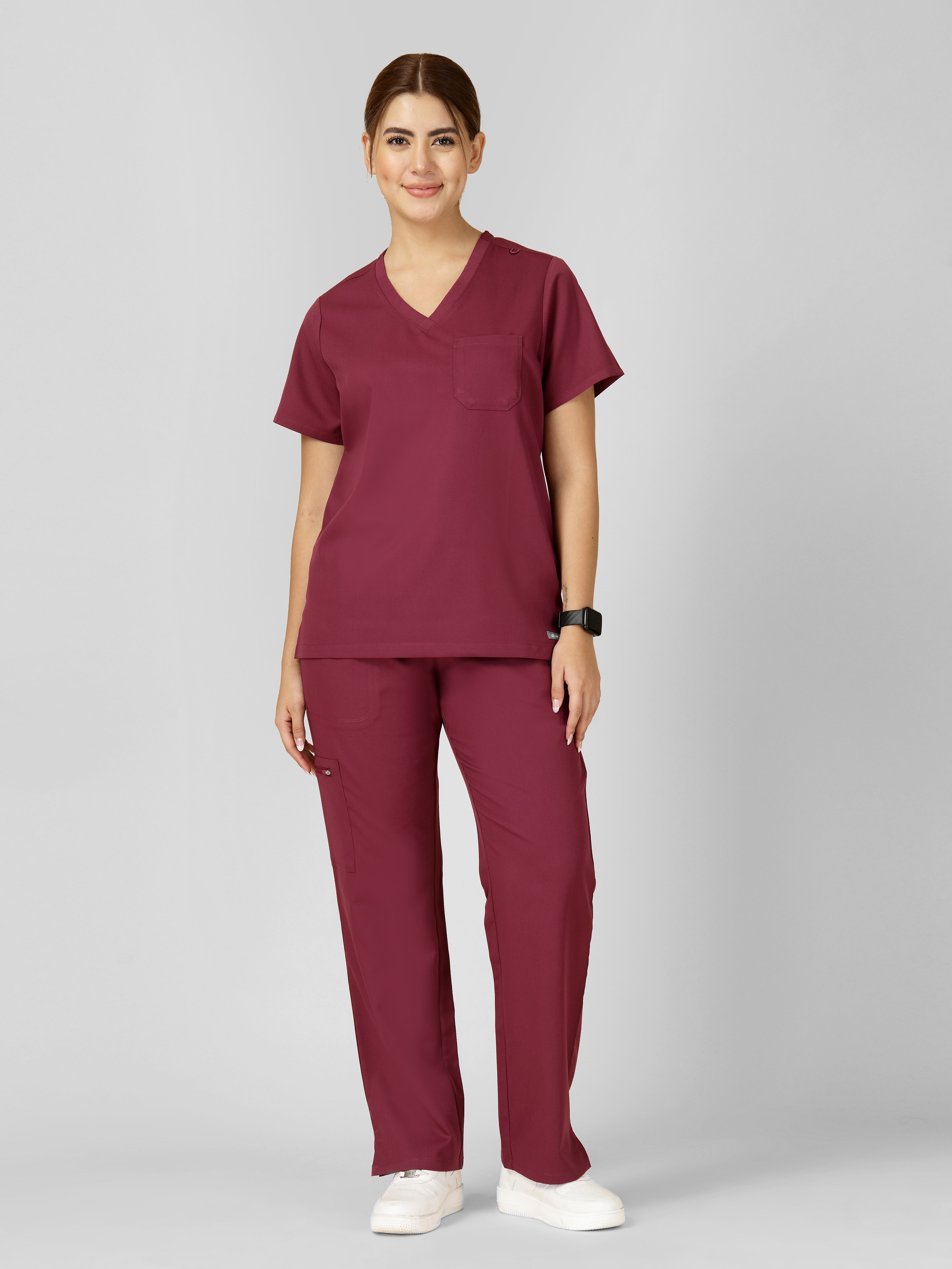 Women's V-Neck Short Sleeve CF Pocket Scrub Top