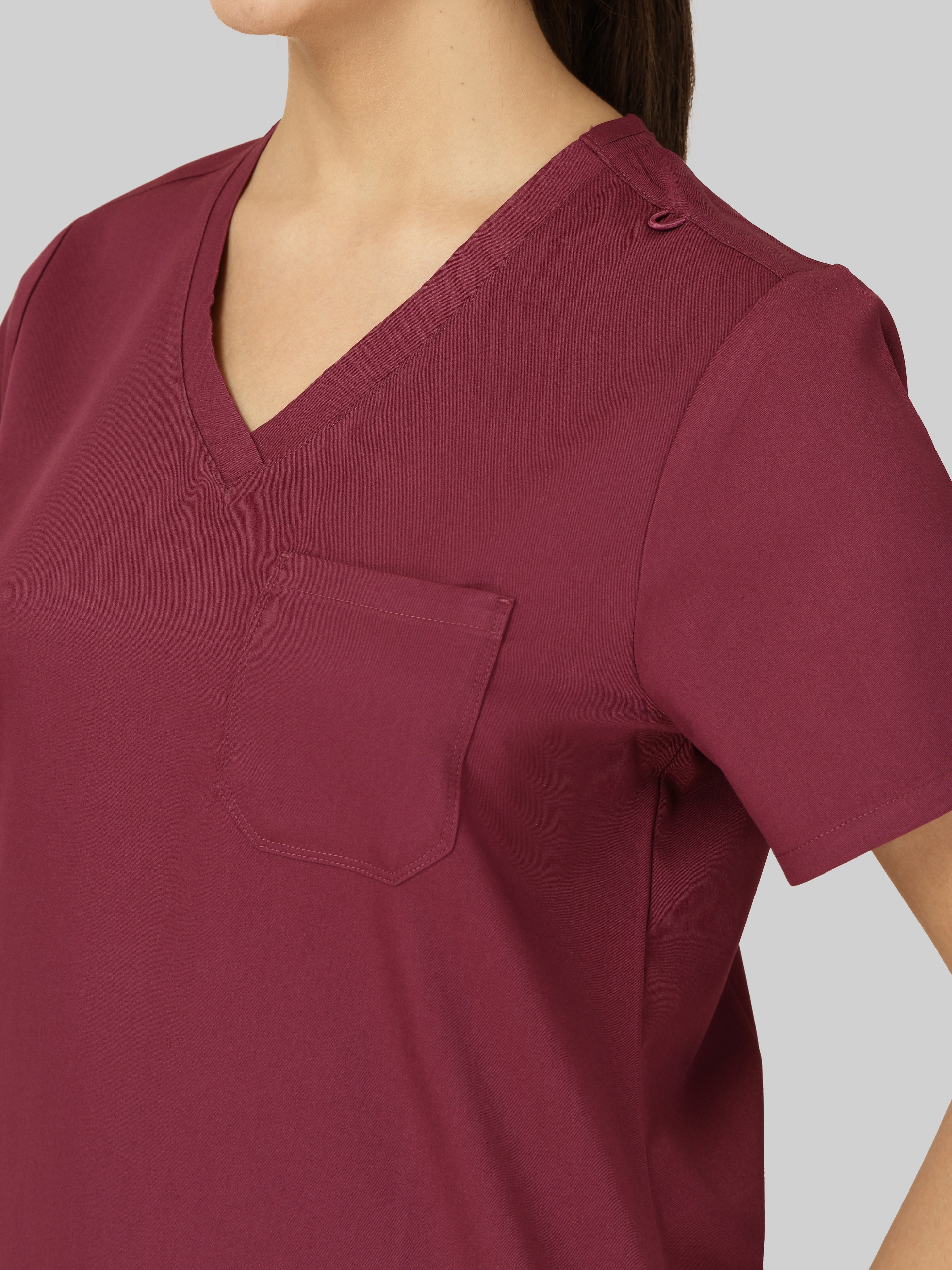 Women's V-Neck Short Sleeve CF Pocket Scrub Top