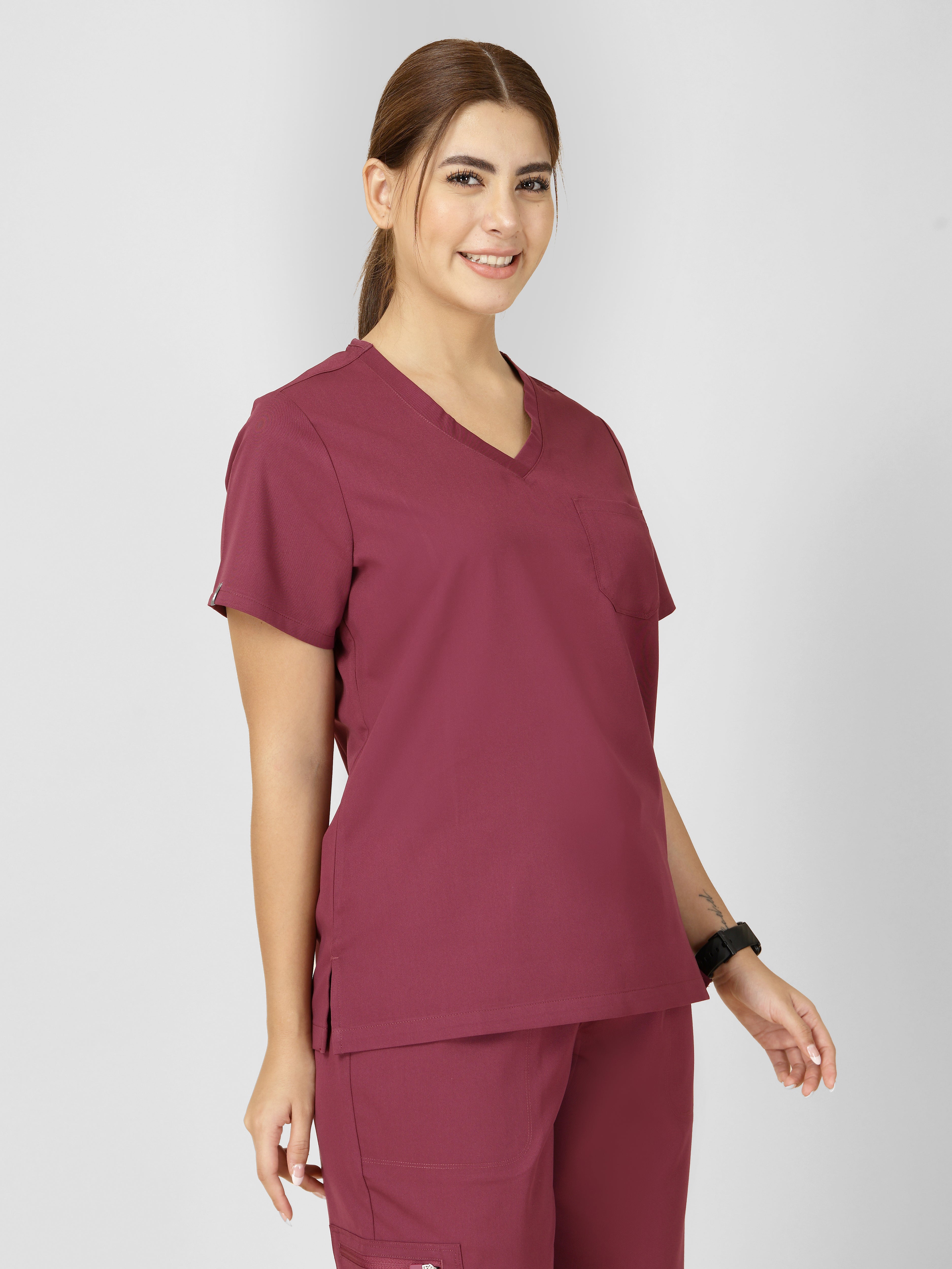 Women's V-Neck Short Sleeve CF Pocket Scrub Top