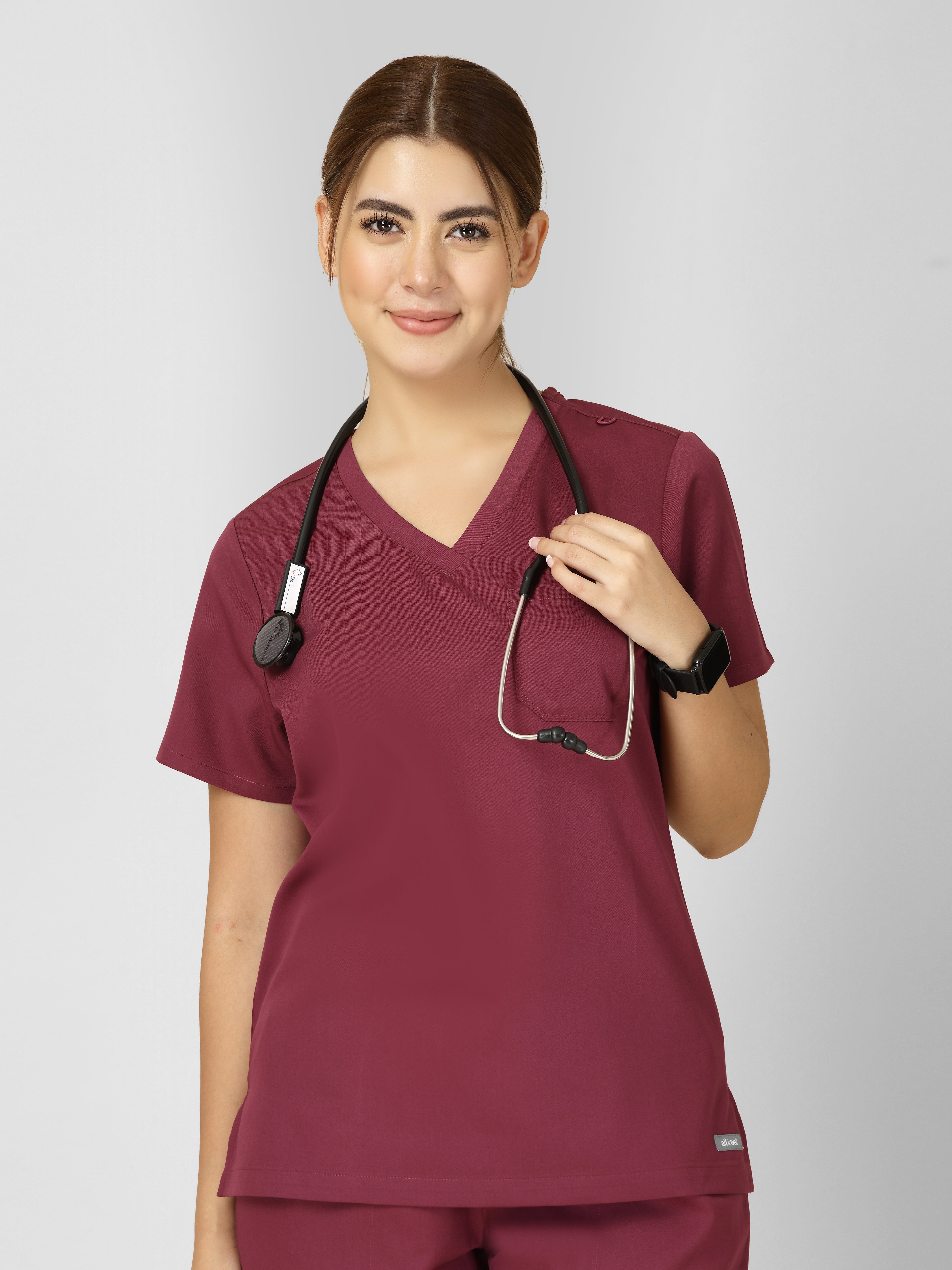 Women's V-Neck Short Sleeve CF Pocket Scrub Top