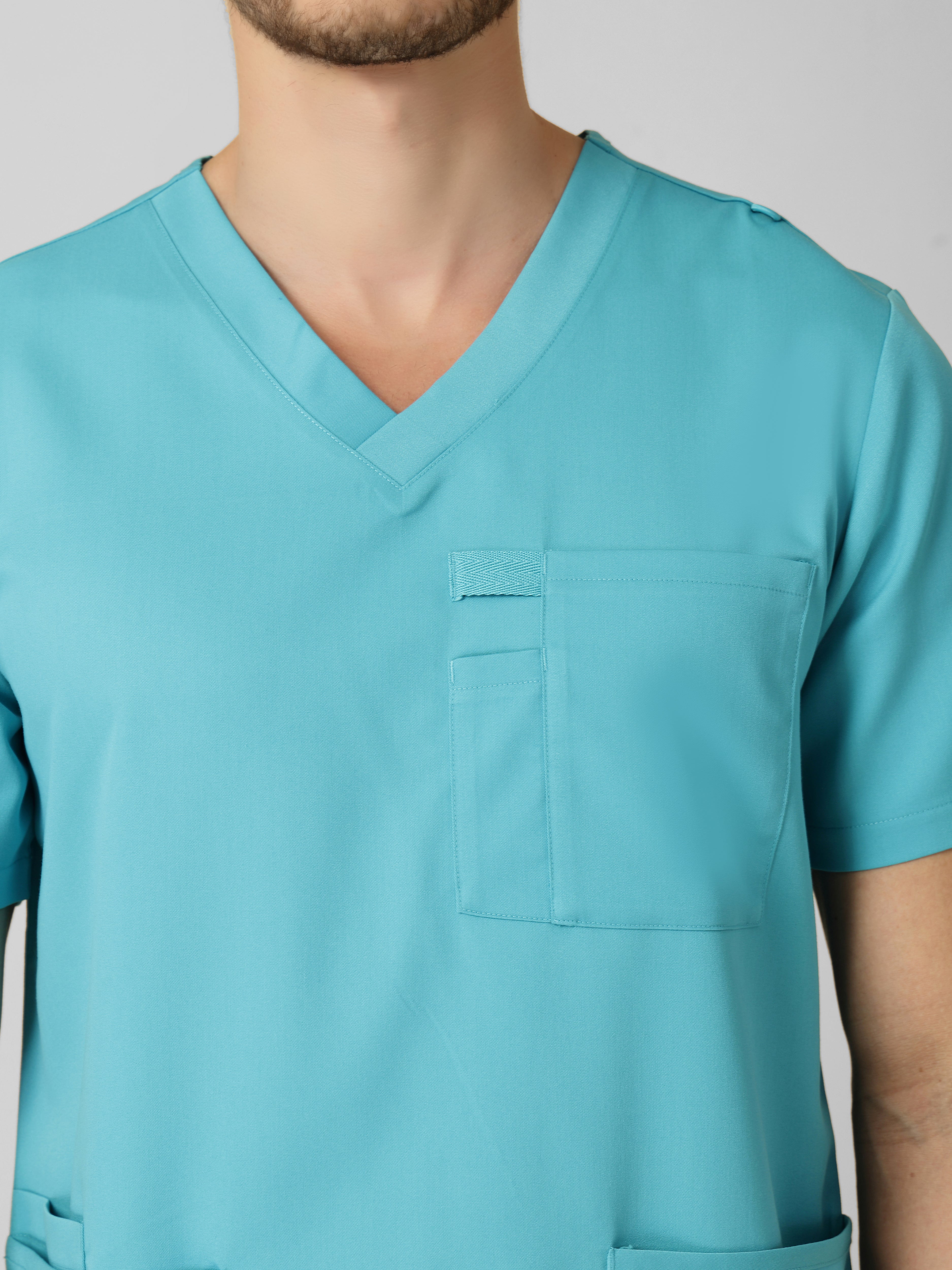 Men's V-Neck 4 Pocket Scrub Top w Utility Pocket