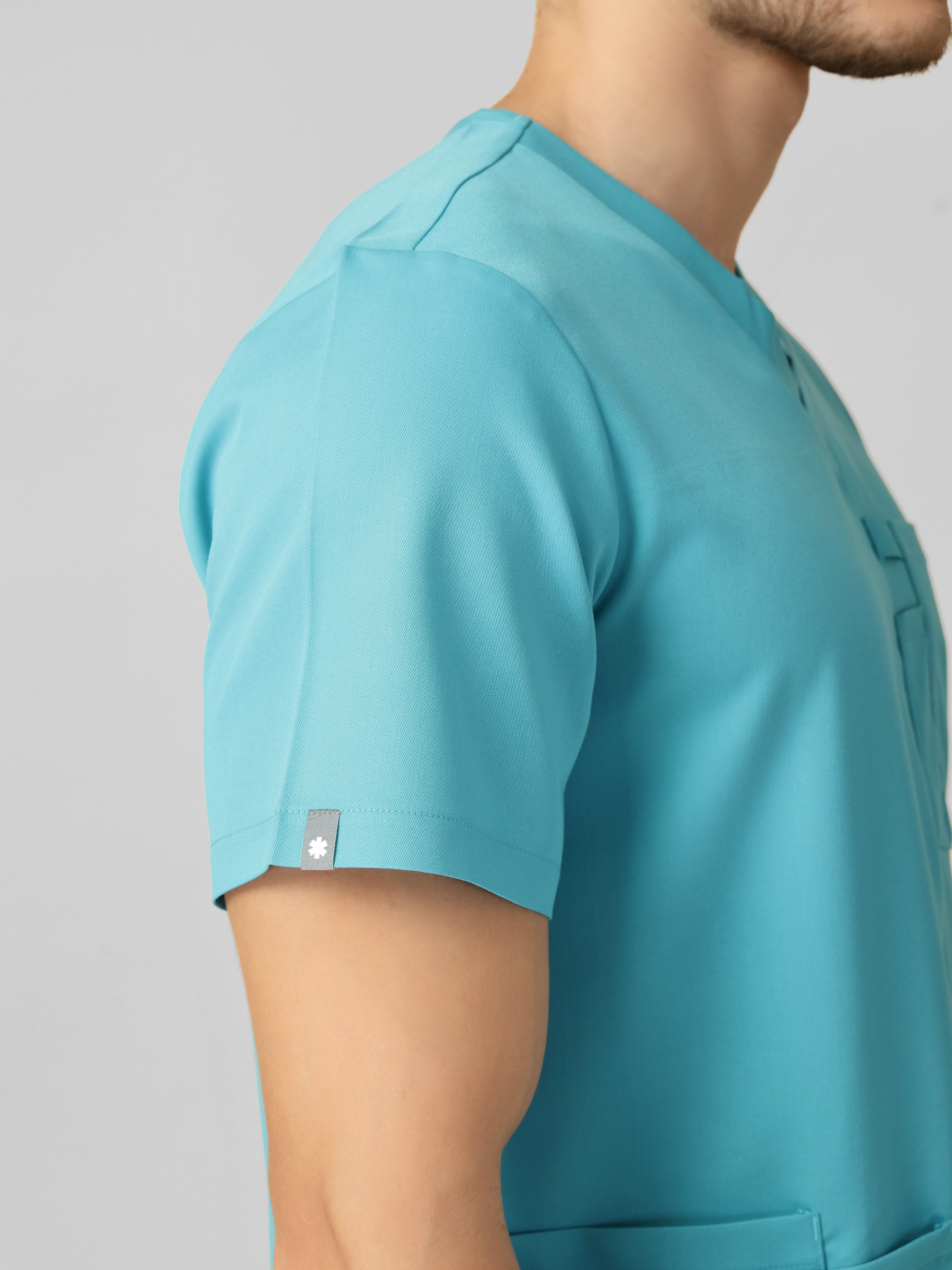 Men's V-Neck 4 Pocket Scrub Top w Utility Pocket