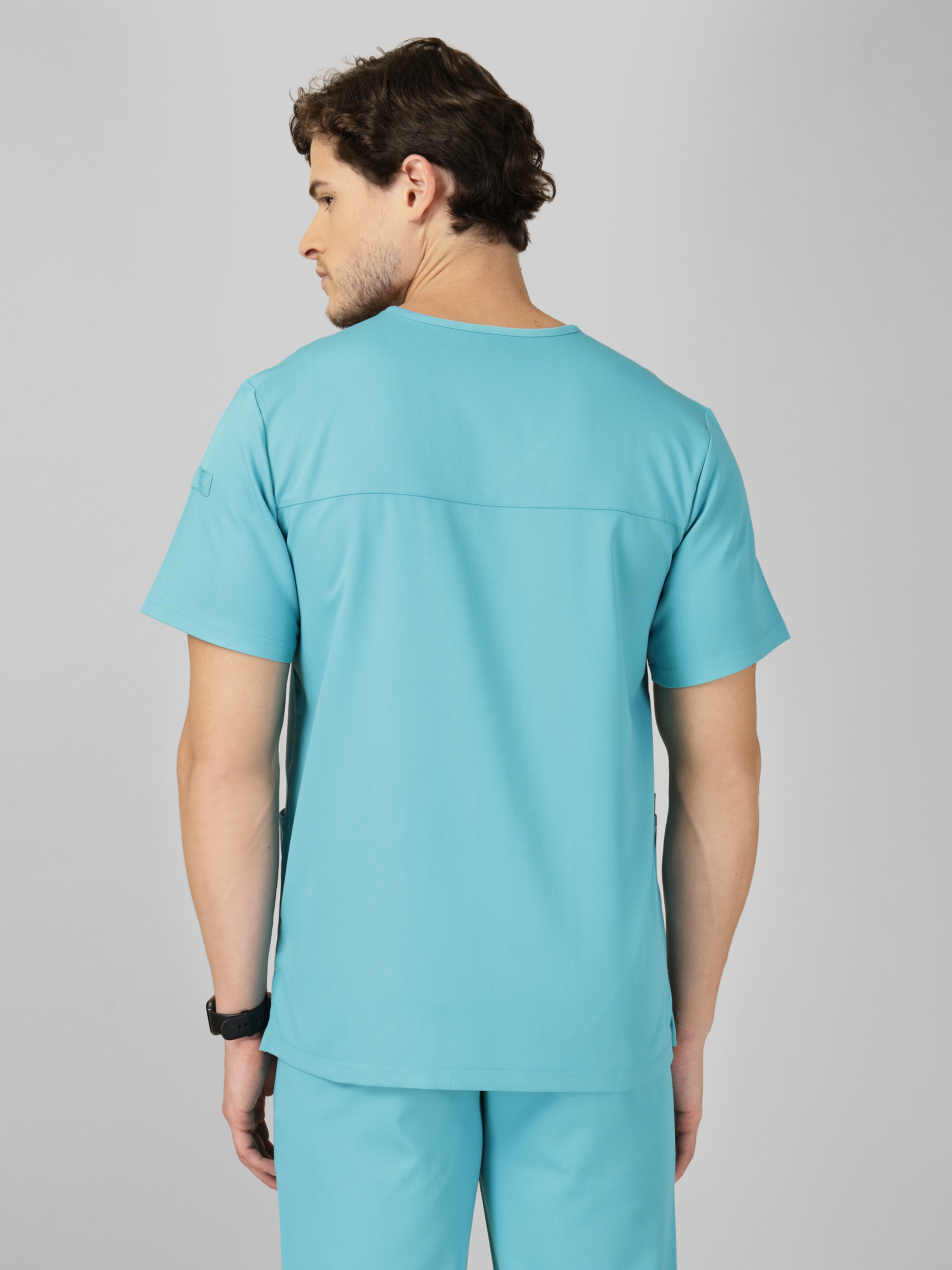 Men's V-Neck 4 Pocket Scrub Top w Utility Pocket