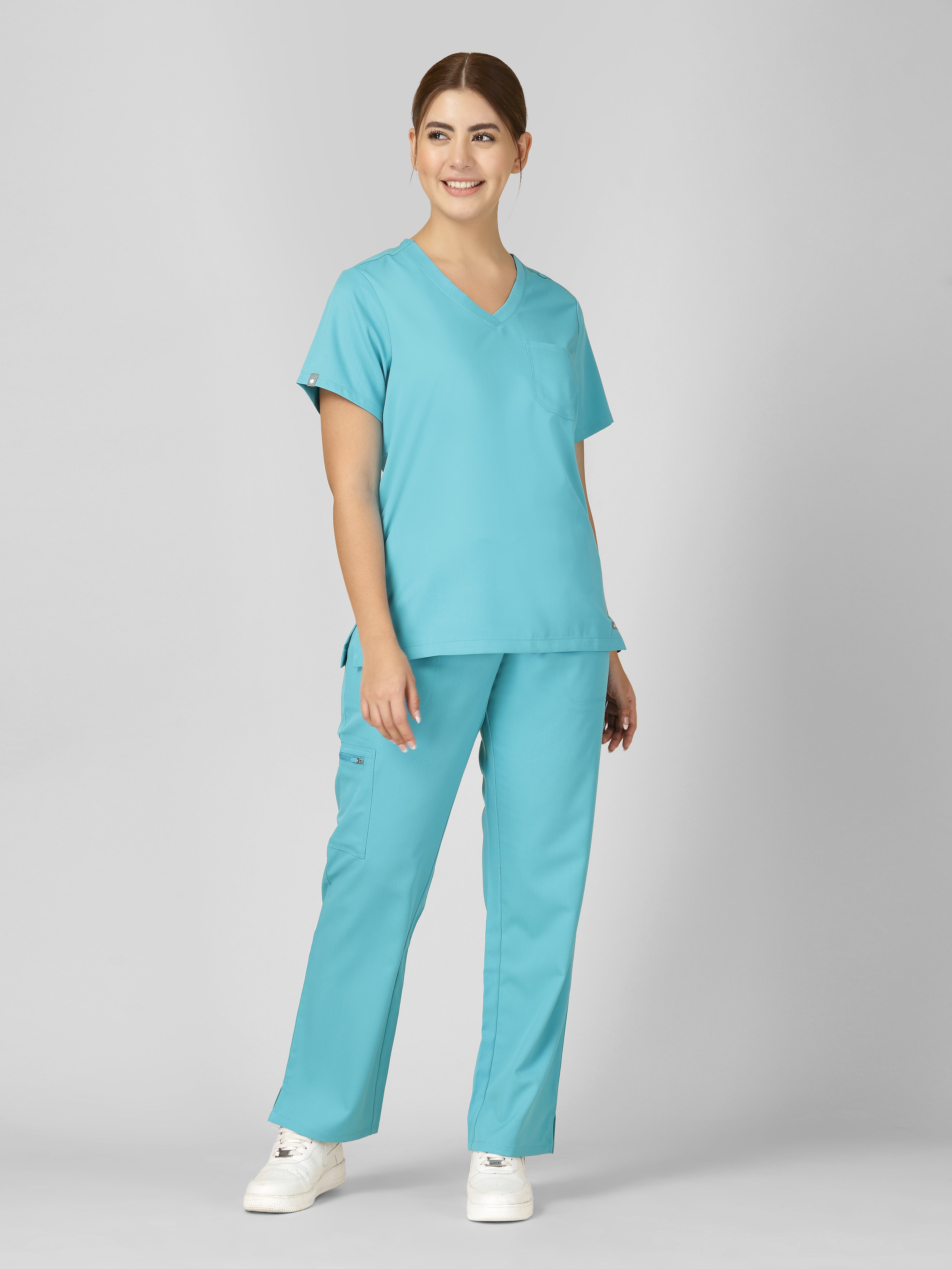 Women's V-Neck Short Sleeve CF Pocket Scrub Top